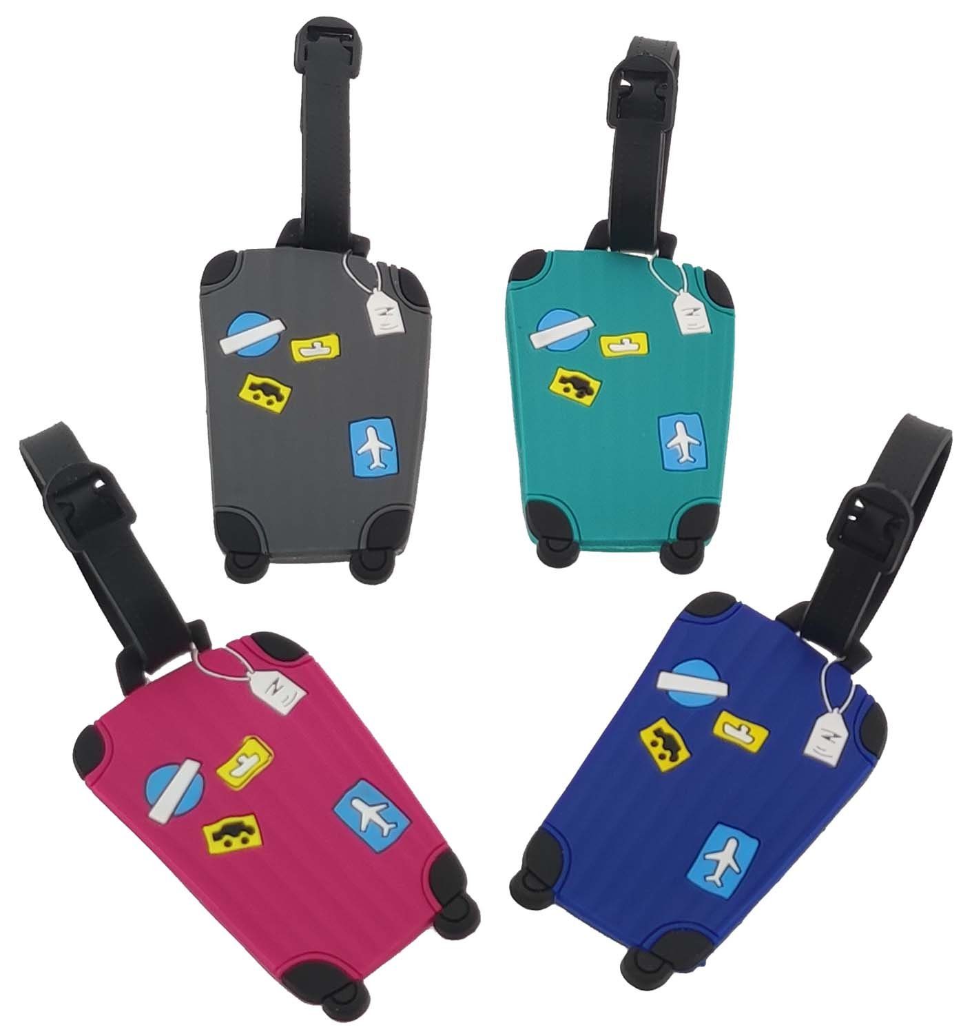 HundB Gepäckanhänger 4 x Ярлыки для багажа, farblich sortiert 4 Stück (alle Farben) (Set, 4-St., Ярлыки для багажа) Gepäckschild Namensanhänger Anhänger Beschriftungsschild