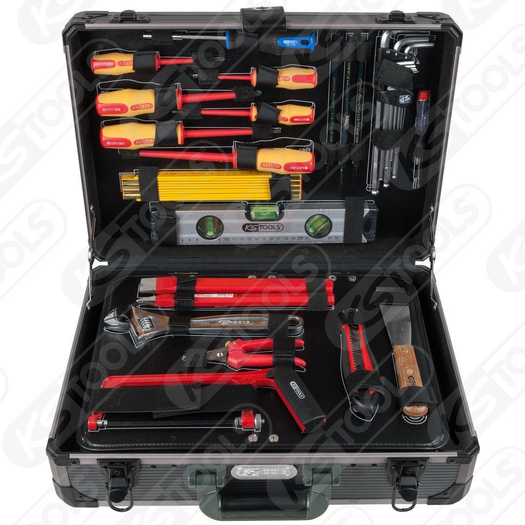 KS Tools Werkzeugkoffer 1/4 + 1/2“ Elektriker-Werkzeugkoffer, 128-tlg id