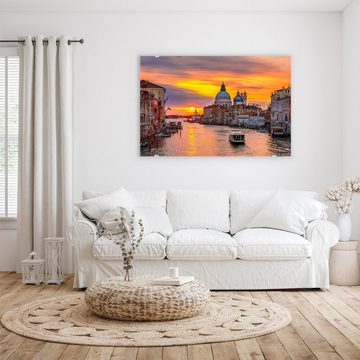 Primedeco Glasbild Wandbild Canal Grande, Venedig, Sunset mit Aufhängung, Städte & Länder
