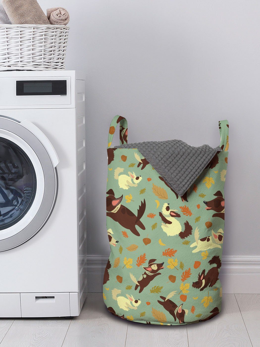 Griffen Wäschesäckchen Abakuhaus Kordelzugverschluss Cartoon-Welpen-Kunst Haustiere Waschsalons, für spielen Wäschekorb mit
