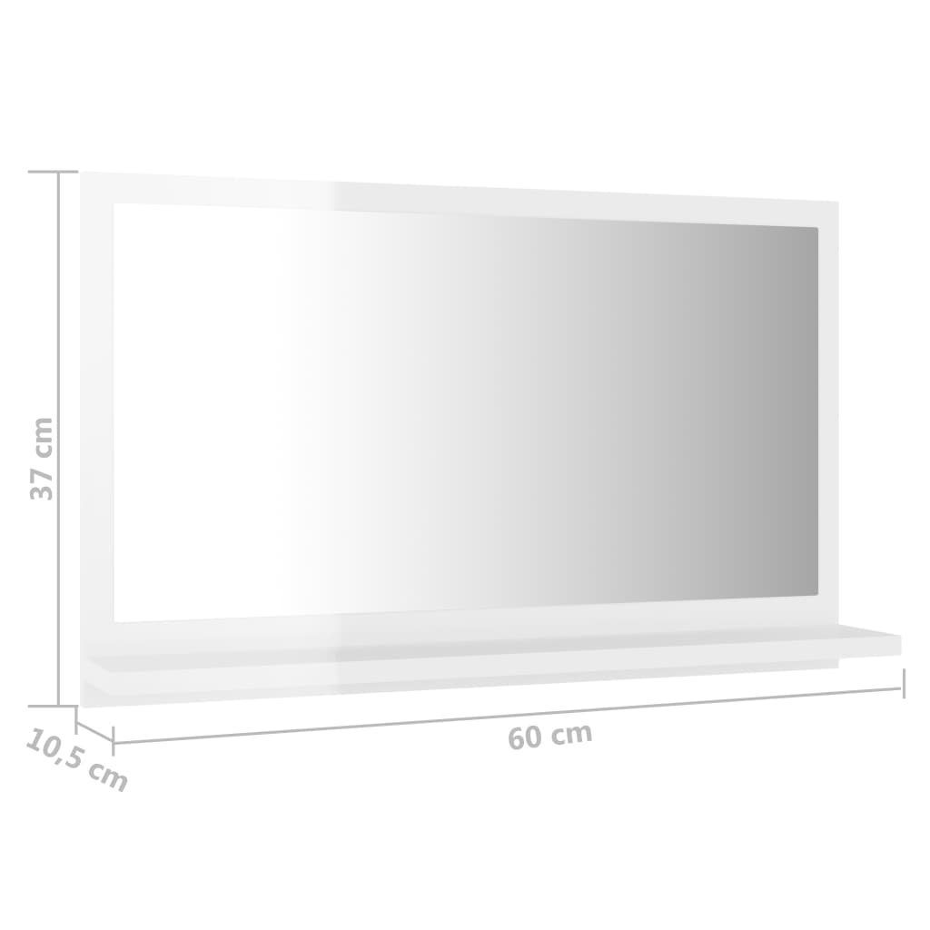 vidaXL Badezimmerspiegelschrank Badspiegel 60x10,5x37 Hochglanz-Weiß (1-St) Holzwerkstoff cm