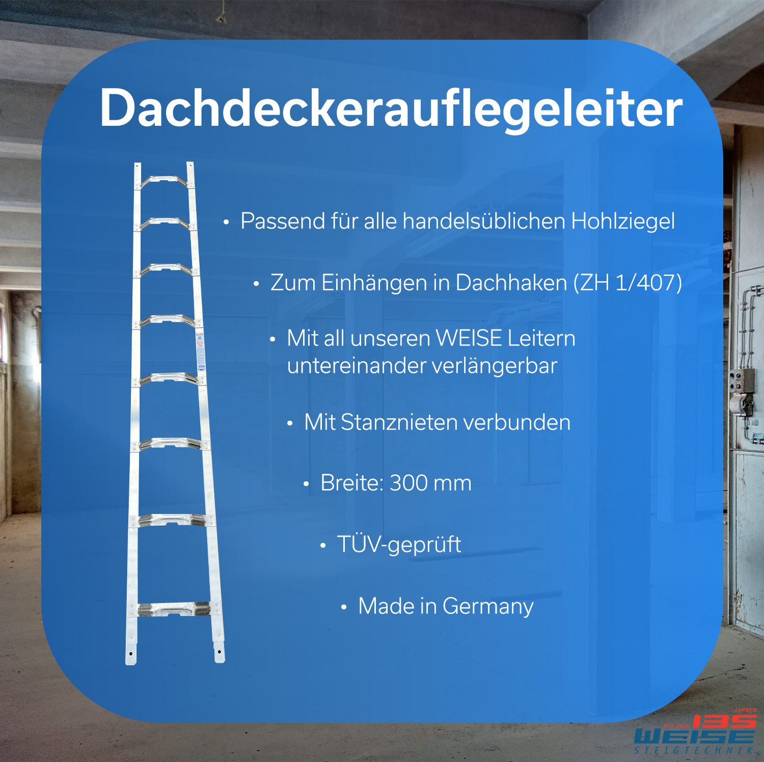 Weise Steigtechnik Vielzweckleiter Industrie-Qualität, Dachauflegeleiter (1 günstig online kaufen