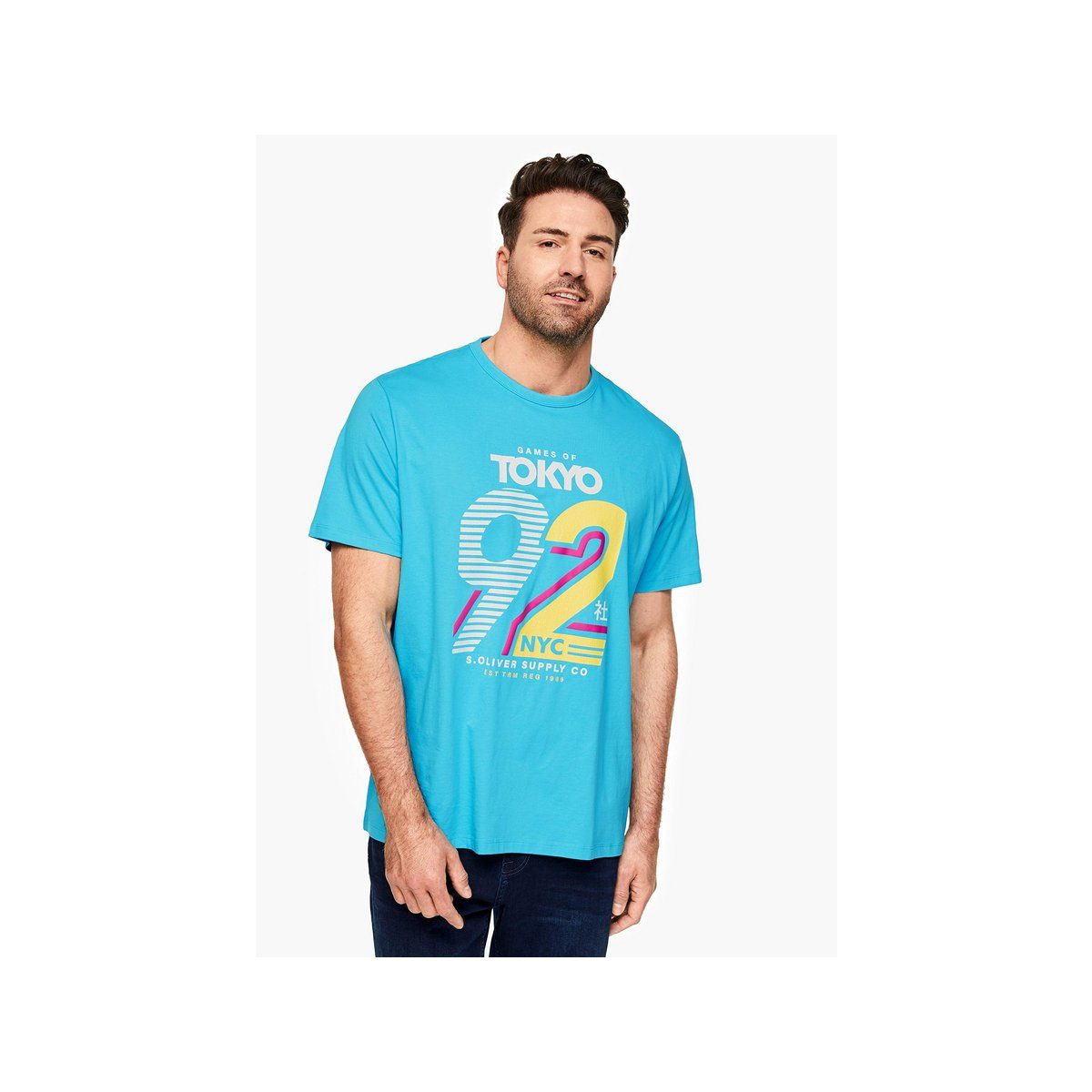 T-Shirt regular (1-tlg) blau s.Oliver