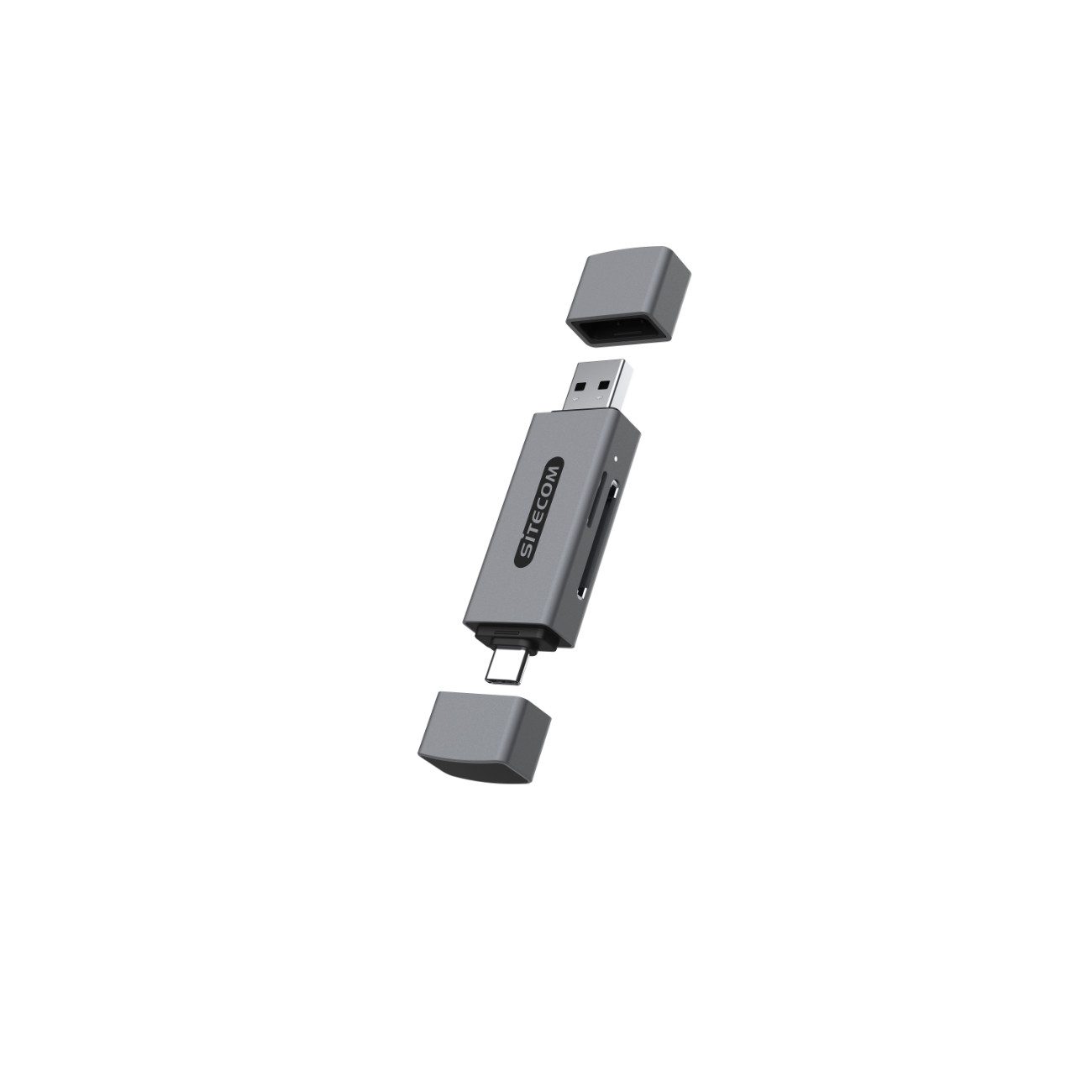 Sitecom MD-1011 USB-Adapter USB-A, USB-C, 15 cm, USB-A & USB-C Kartenleser für SD/MicroSD, 104 MB/s, Plug & Play