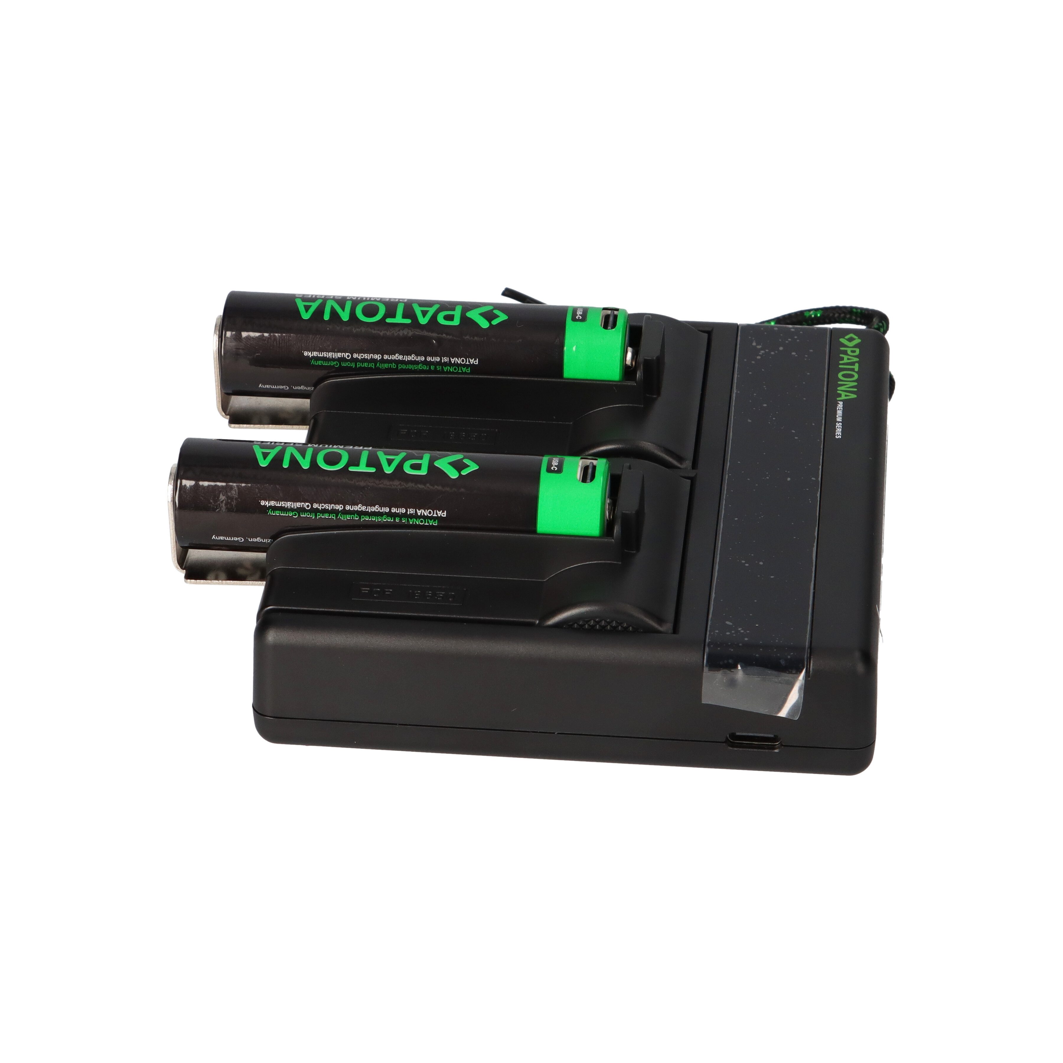 Patona Dual PD Performance Ladegerät + 2 Premium 18650 Zellen + USB-C Input Akku