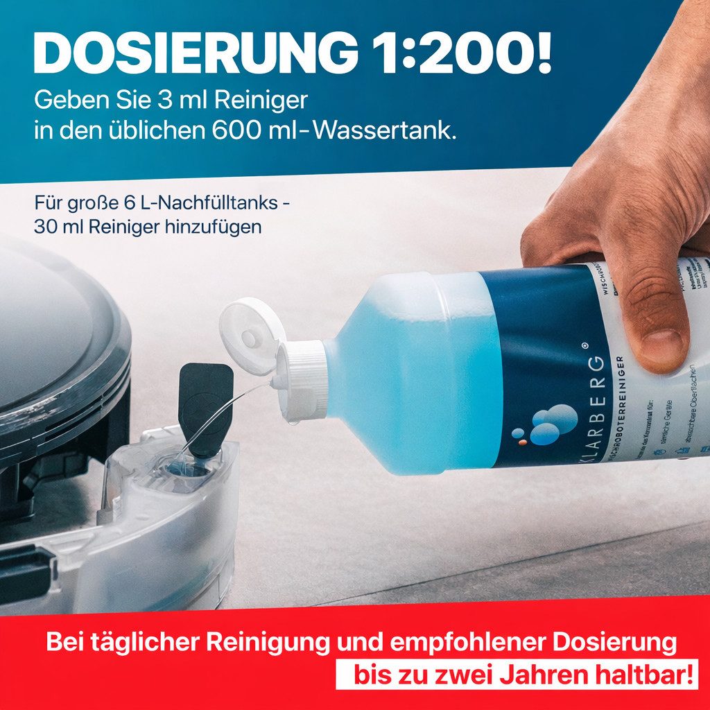 Klarberg Bodenreiniger Wischroboter Fussbodenreiniger (1-St. 332 Wischgänge bei Wassertank 600ml, 1332 Wischgänge bei 150ml)