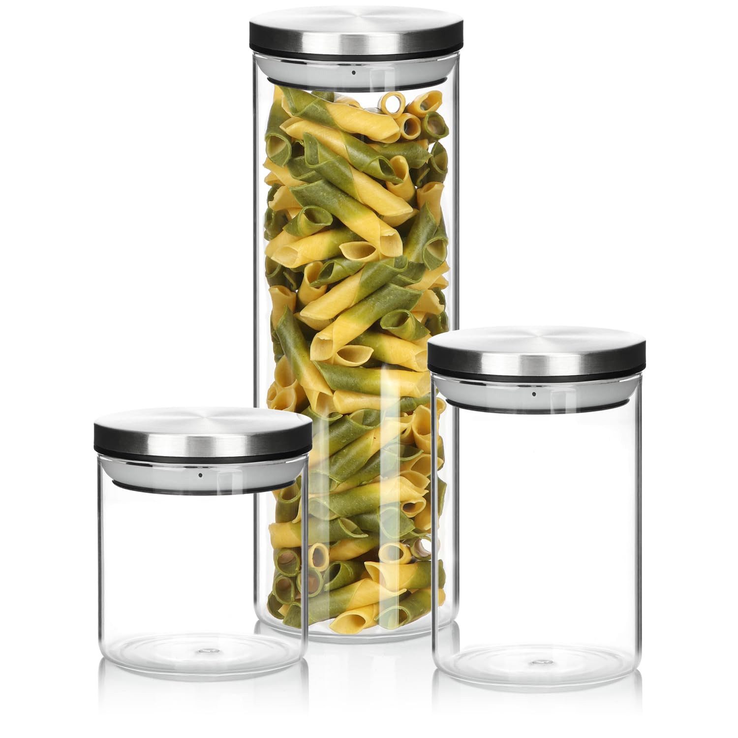 com-four Vorratsglas Vorratsdosen-Set - Vorratsgläser in 3 Größen für Lebensmittel, (3-tlg)