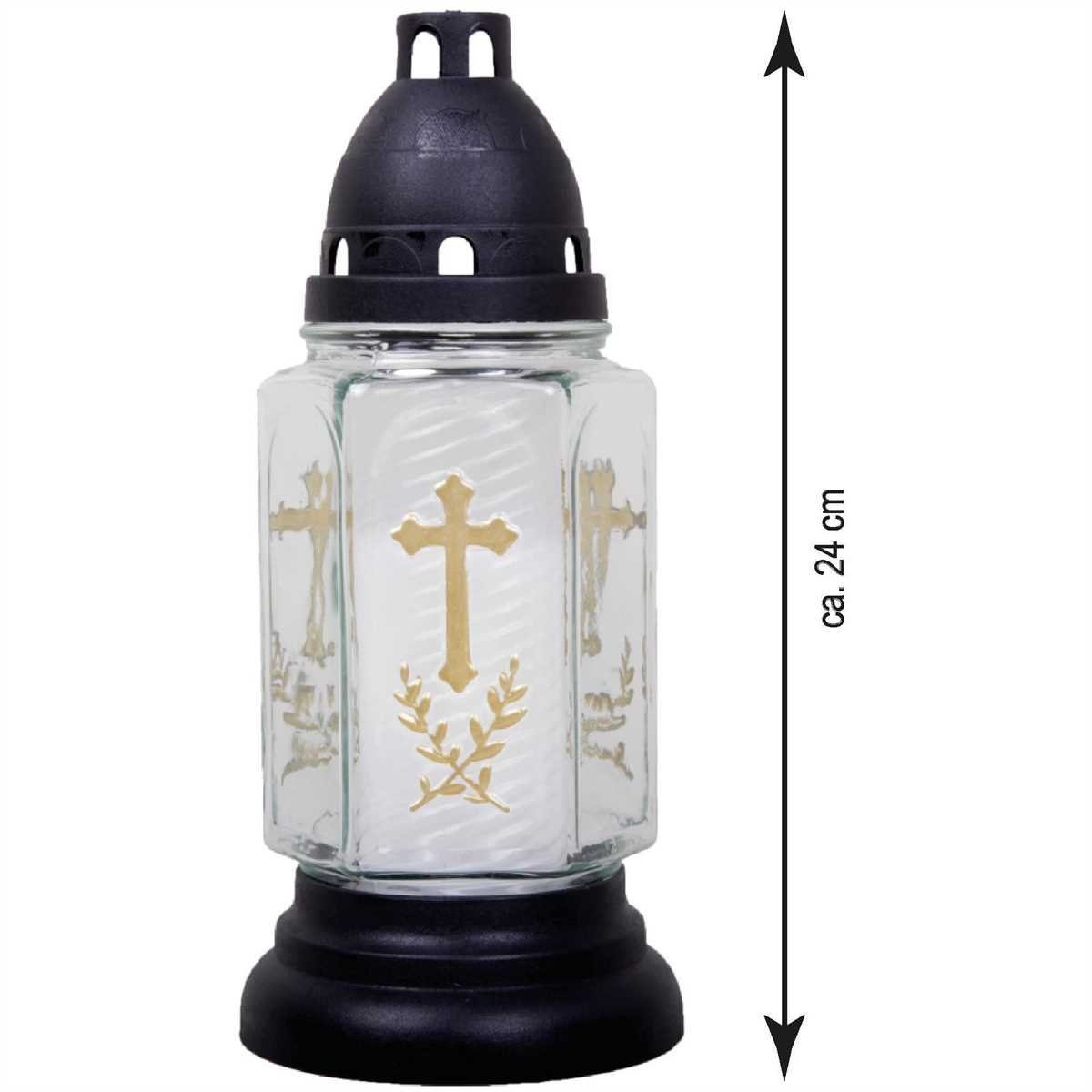 HS Candle Grabkerze (1-tlg), Grablaterne 24cm mit Kreuz- Motiv u. Kerze, Gr günstig online kaufen