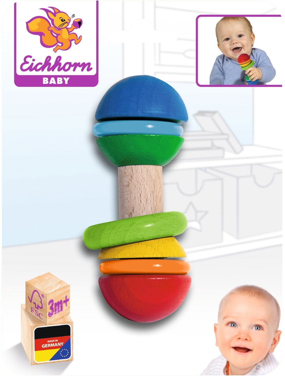 Eichhorn Greifspielzeug Baby Babywelt Stab-Greifling 15cm 100017052 | Greiflinge