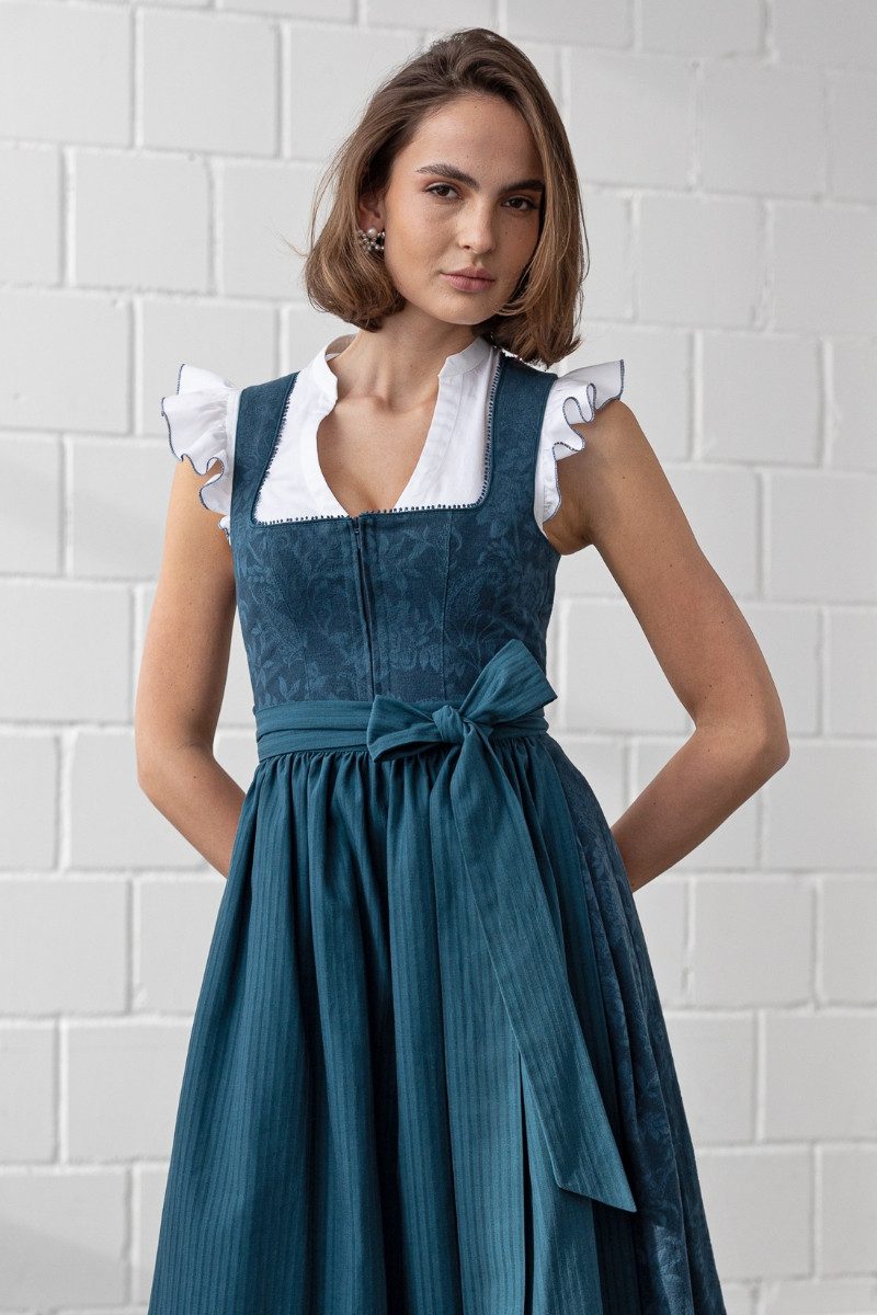 Madame Marie Dirndlbluse Dirndlbluse - LUNAVEA - weiß/stahlblau – Bild 5 von 5