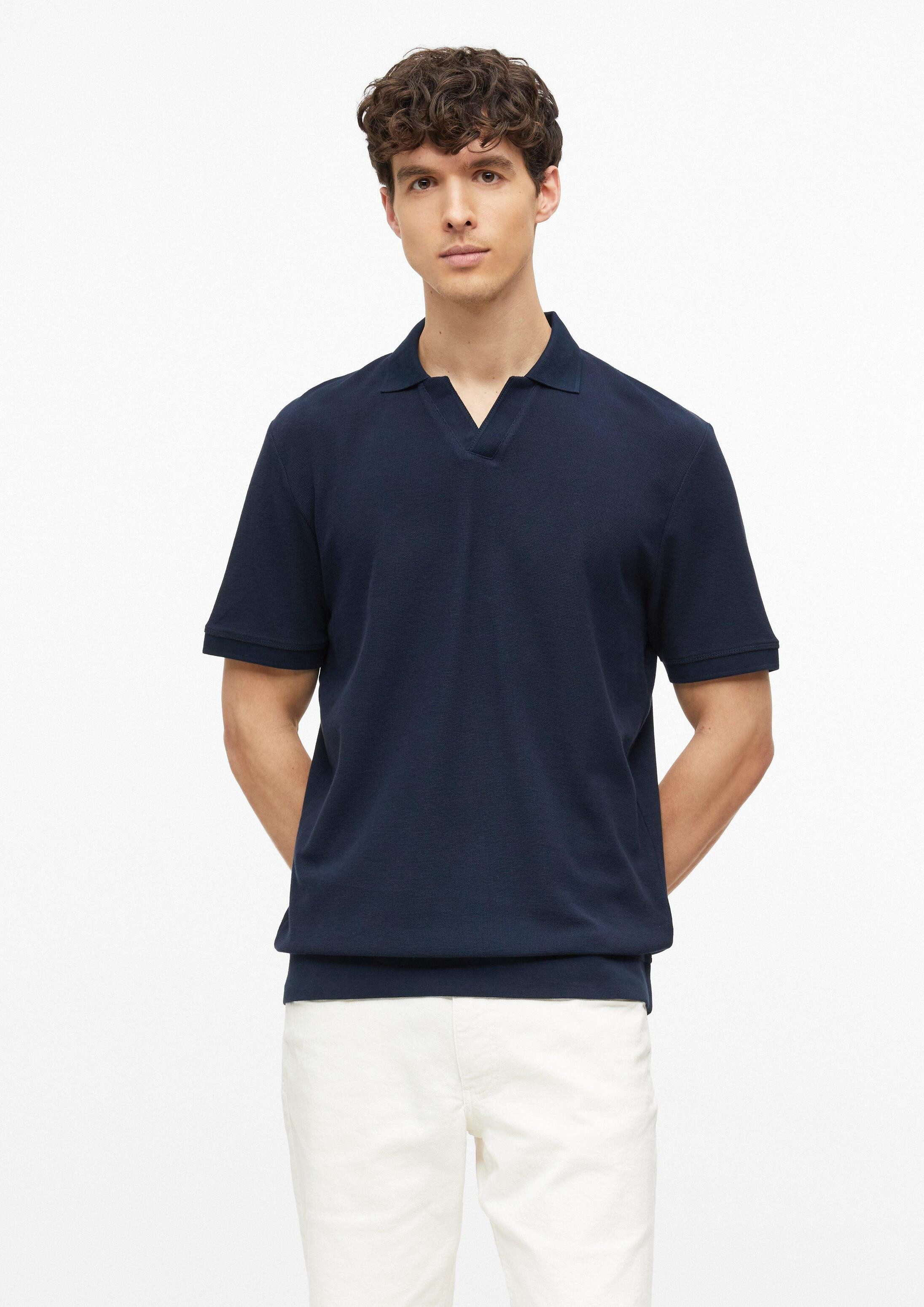 s.Oliver Kurzarmshirt Polo-Shirt Strukturiertes Poloshirt mit Bündchen