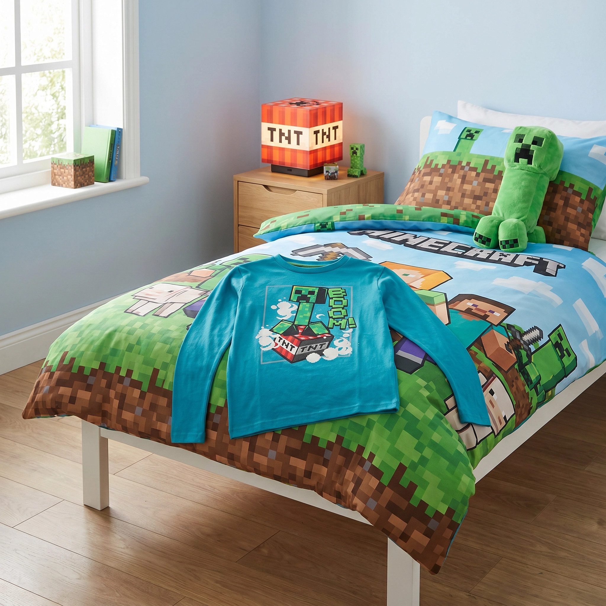 Minecraft Langarmshirt Minecraft Creeper Gamer Kinder Jungen Langarm Shirt Gr. 116 bis 152 - Baumwolle