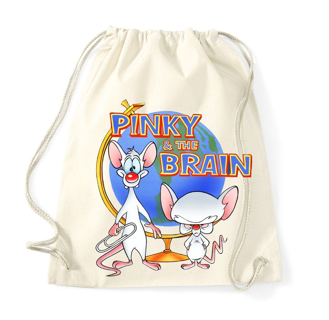 Blondie & Brownie Turnbeutel aus Baumwolle Pinky and the Brain Comic Cartoon Weltherrschaft