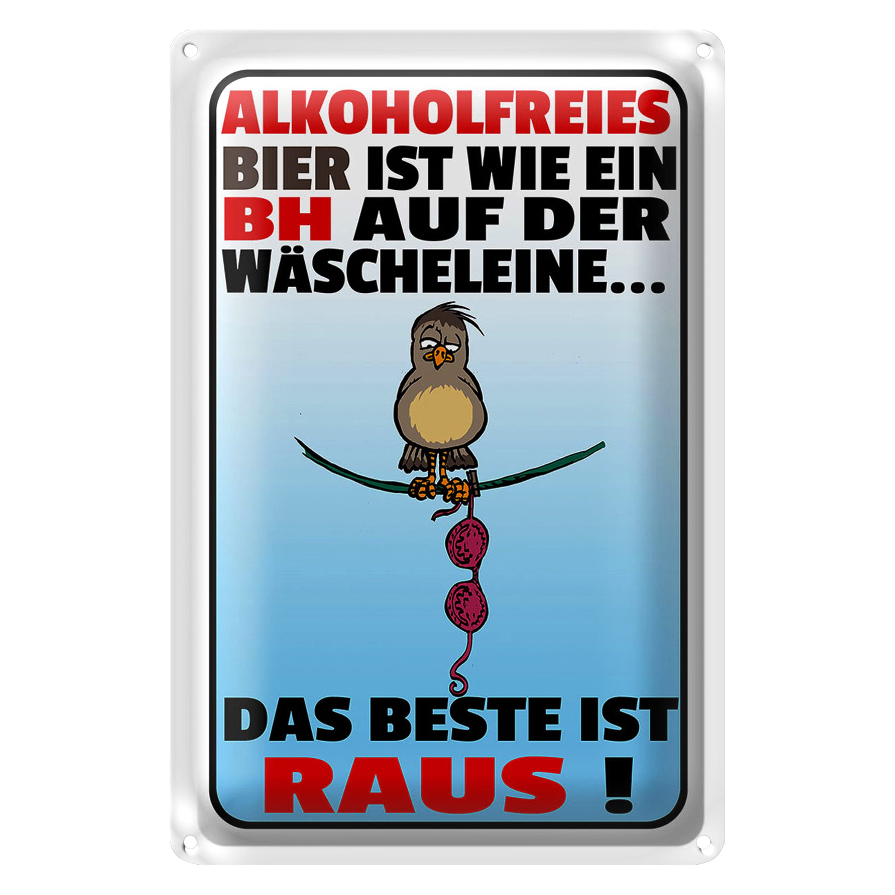 Roomando Metallschild Spruch 12x18cm alkoholfreies Bier wie ein BH