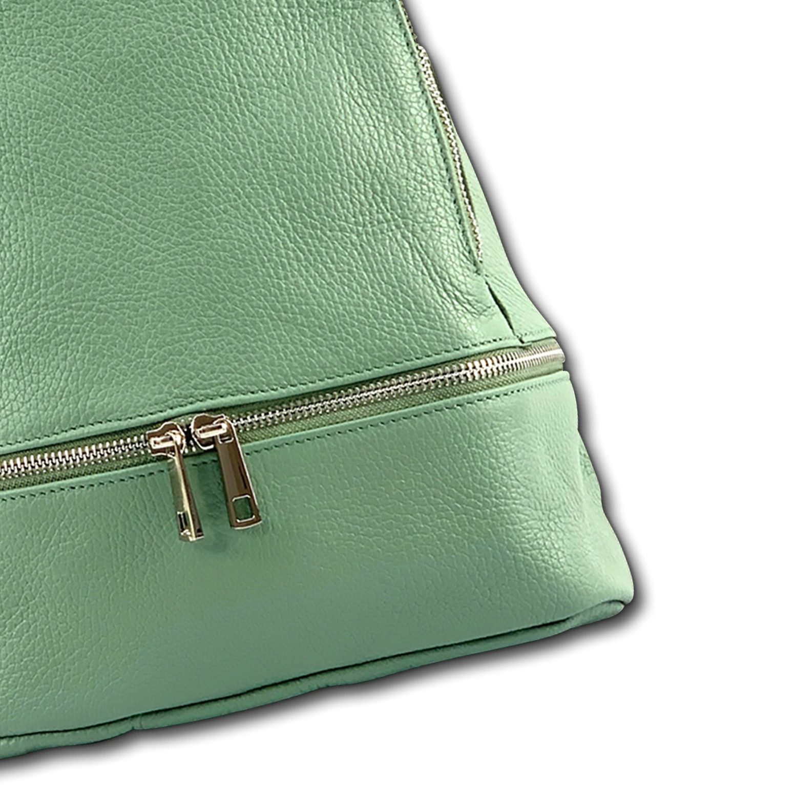 FLORENCE Cityrucksack Florence Rucksack Damen Echtleder, Damen Leder Cityrucksack, hellgrün ca. 32cm