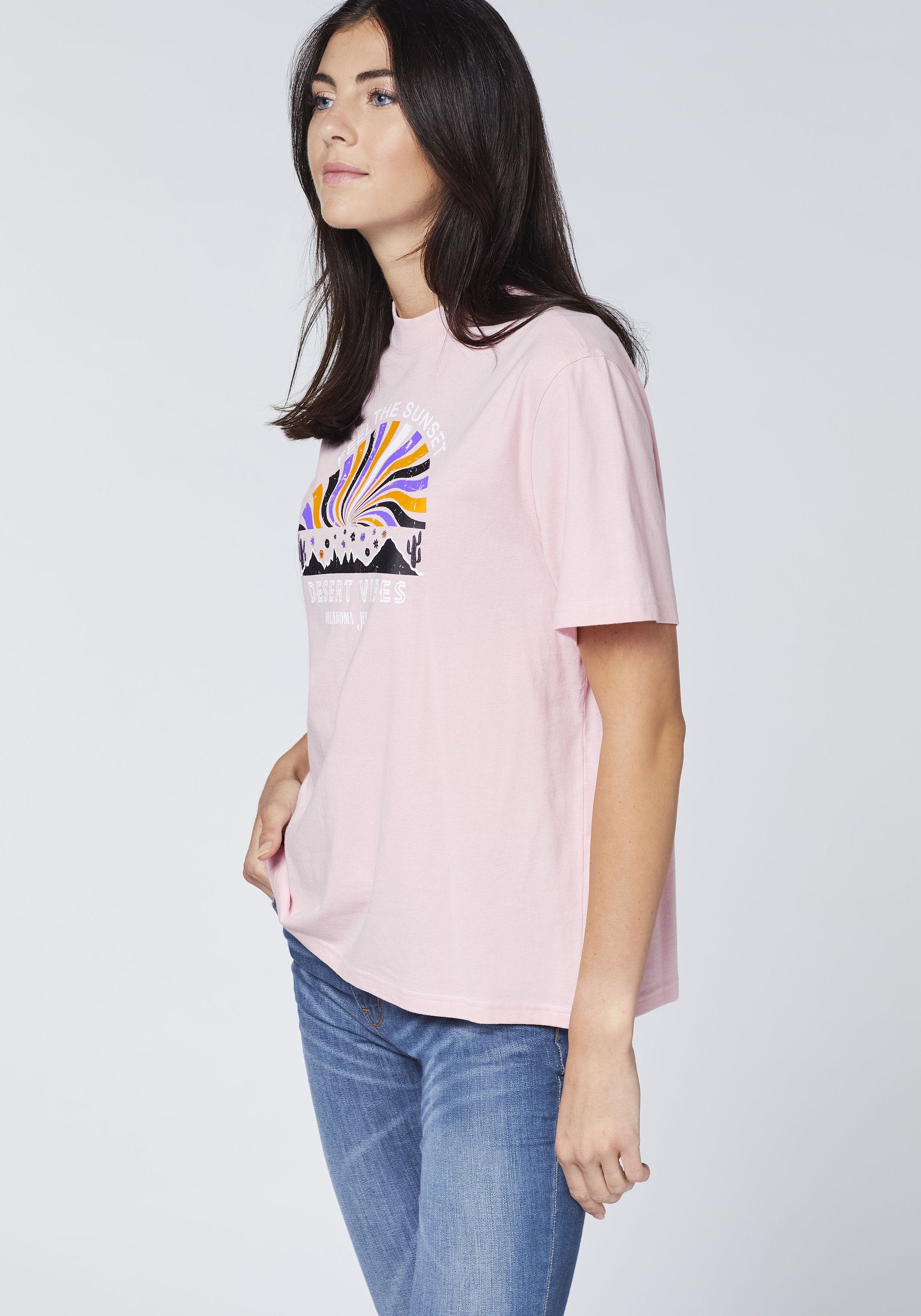 Print-Shirt Jeans Desert-Motiv Oklahoma Nectar mit 14-2305 Pink
