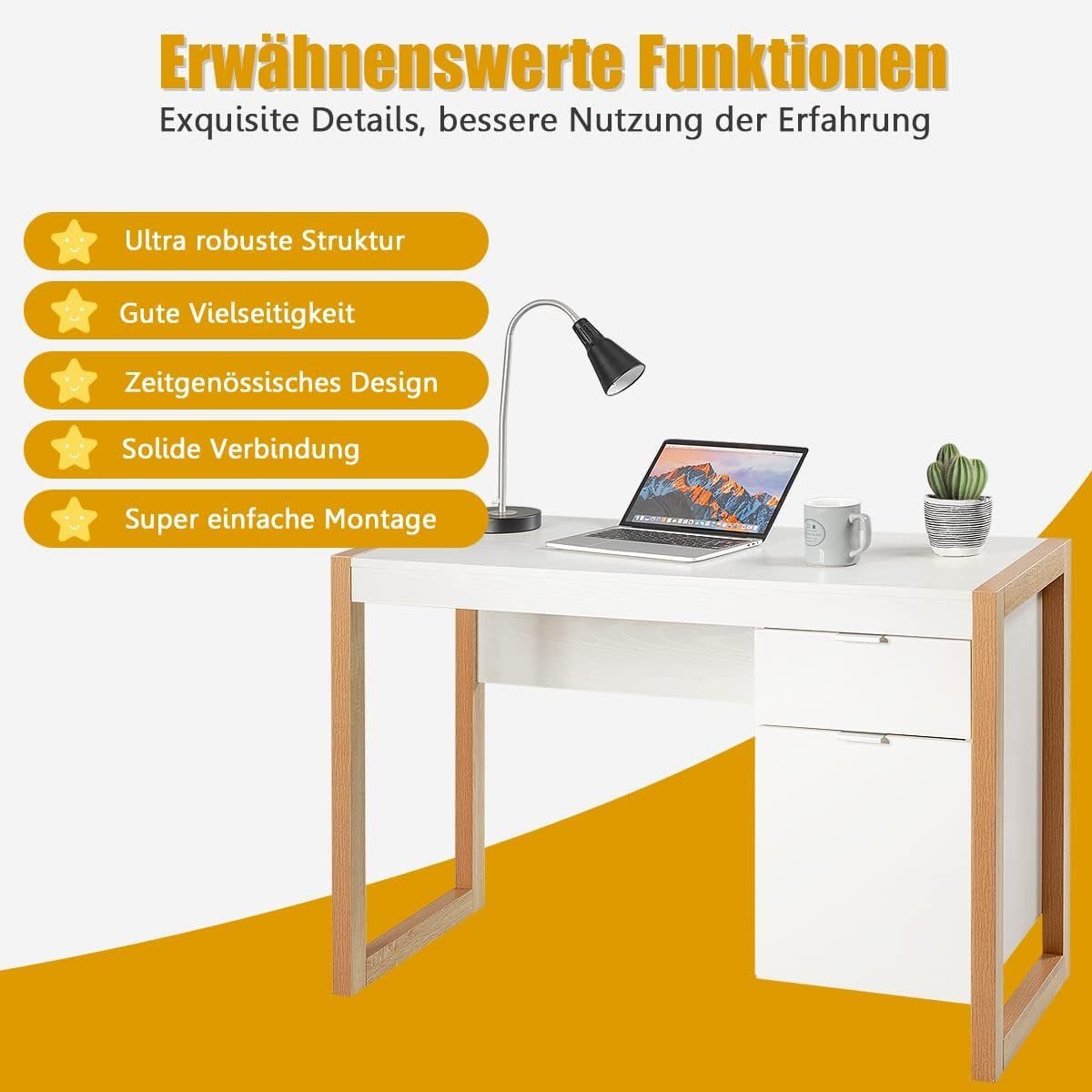 KOMFOTTEU Computertisch Schreibtisch, mit Schublade und günstig online kaufen