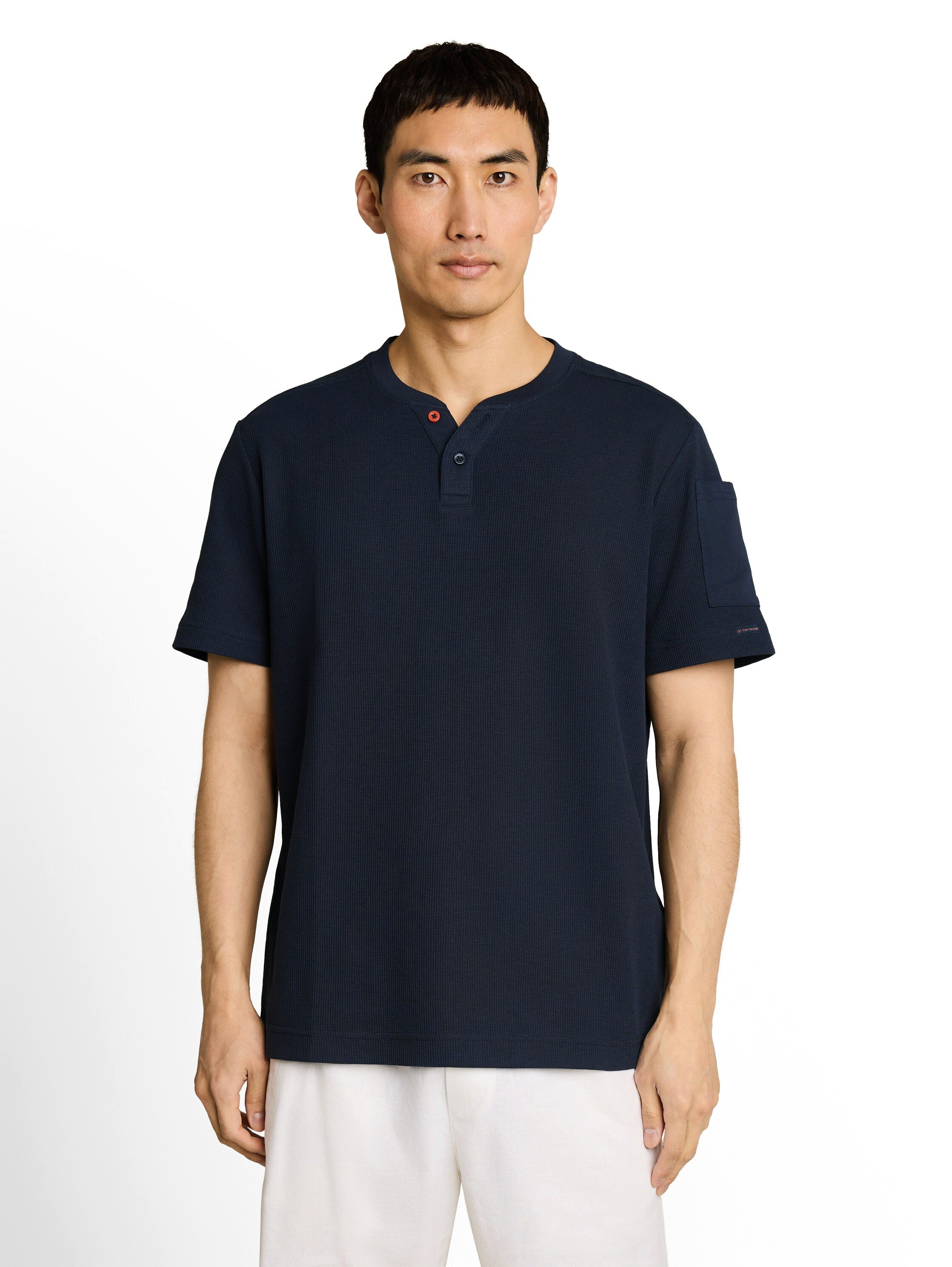 TOM TAILOR Kurzarmshirt Sommershirt mit kurzer Knopfleiste