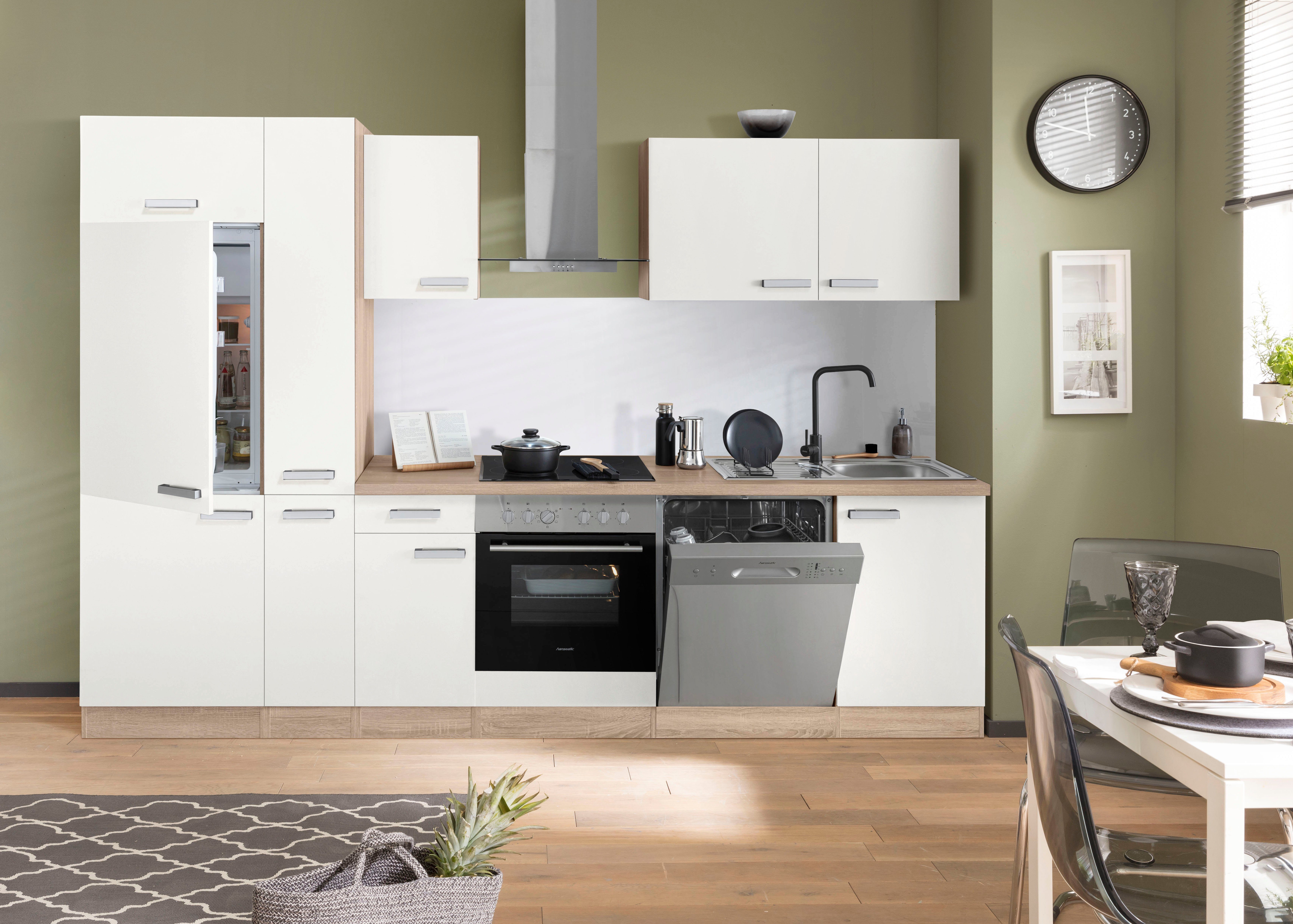 OPTIFIT Küchenzeile Leer Breite 300 cm, mit Hanseatic E-Geräten, inkl. Kühlschrank