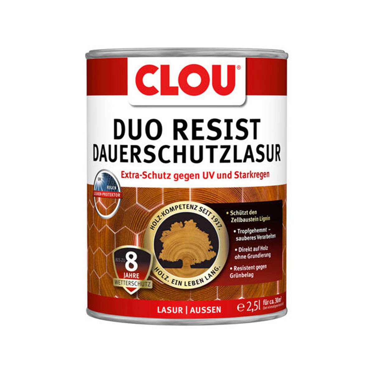 CLOU Holzschutzlasur DuoResist Farblos, Seidenmatt