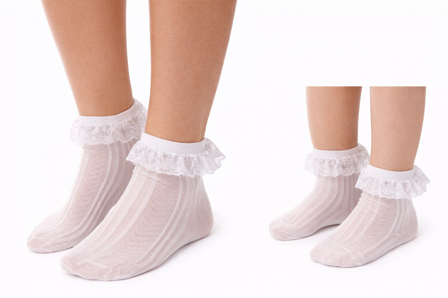 La Bortini Socken Socken für Damen und Mädchen Rüschen Strümpfe 40DEN in Weiß (weiße, leichte socks, 1 Paar feine Frilly Söckchen für Damen und Mädchen)