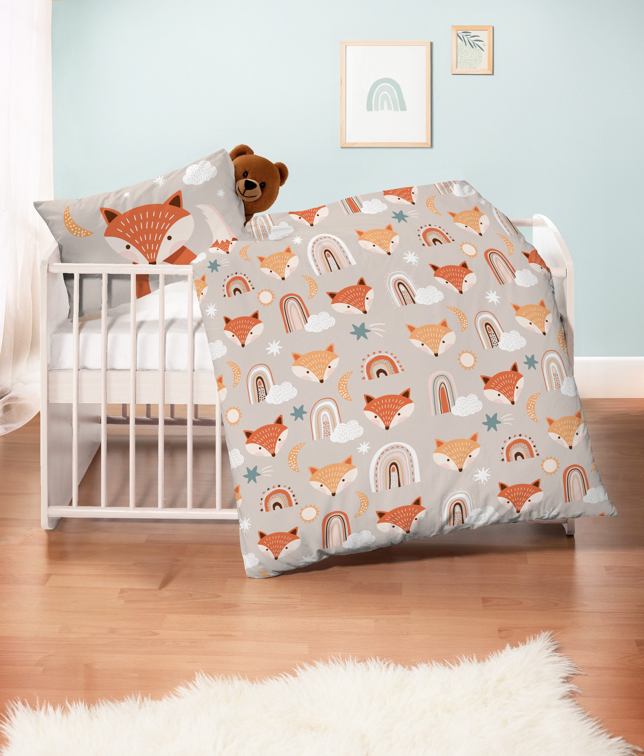 Stoffschmiede Kinderbettwäsche, 3-Teilig, Fuchs, Bio-Baumwolle