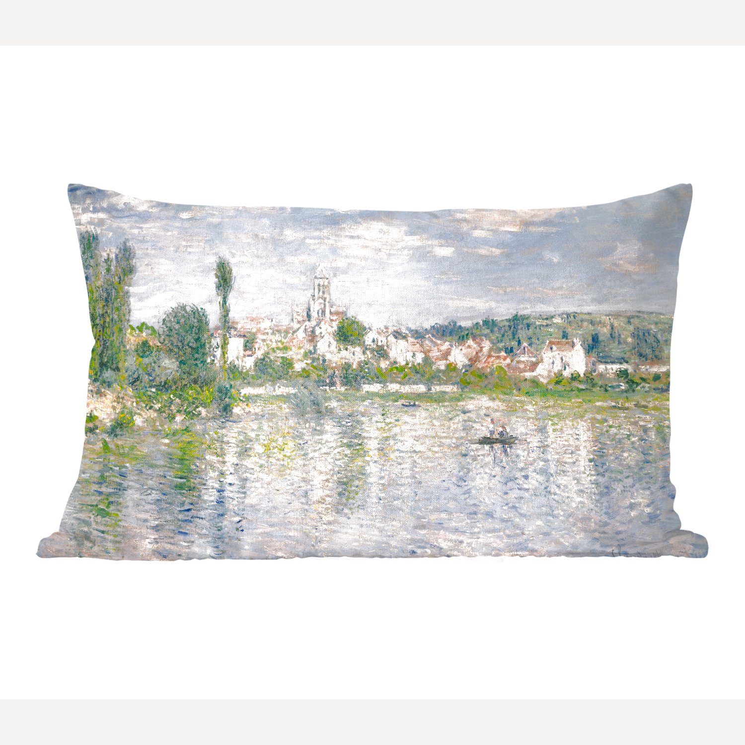 MuchoWow Dekokissen Vetheuil im Sommer - Gemälde von Claude Monet, Wohzimmer Dekoration, Zierkissen, Dekokissen mit Füllung, Schlafzimmer
