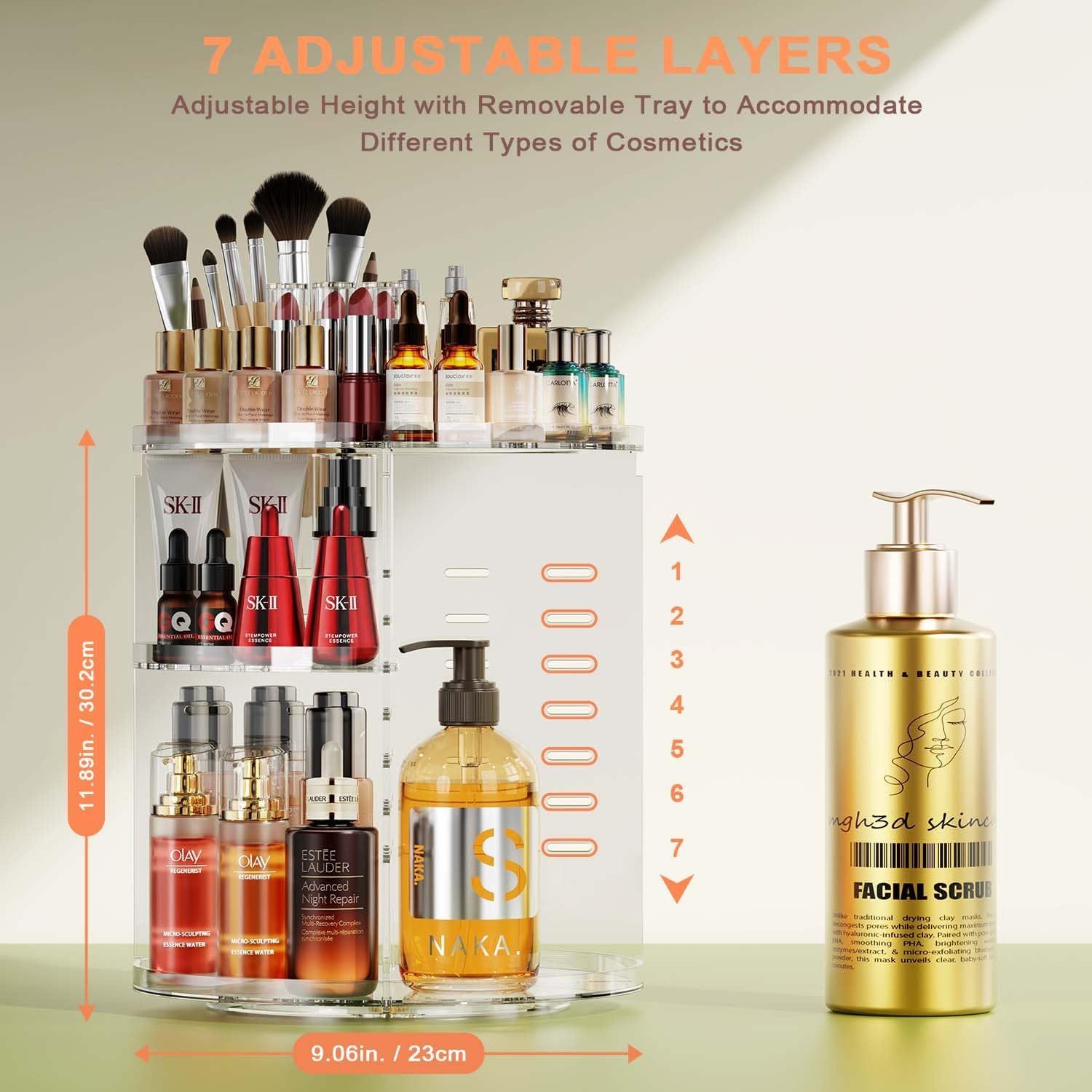 NUODWELL Make-Up Organizer Transparent Kosmetik 360° Drehbar Aufbewahrung, günstig online kaufen