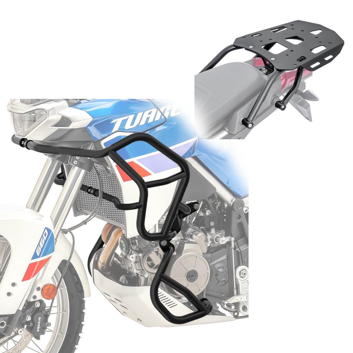 Motoguard Motor-Schutzhülle Sturzbügel Set SG1 für Aprilia Tuareg 660 22-26 Schutzbügel + Gepäcktr