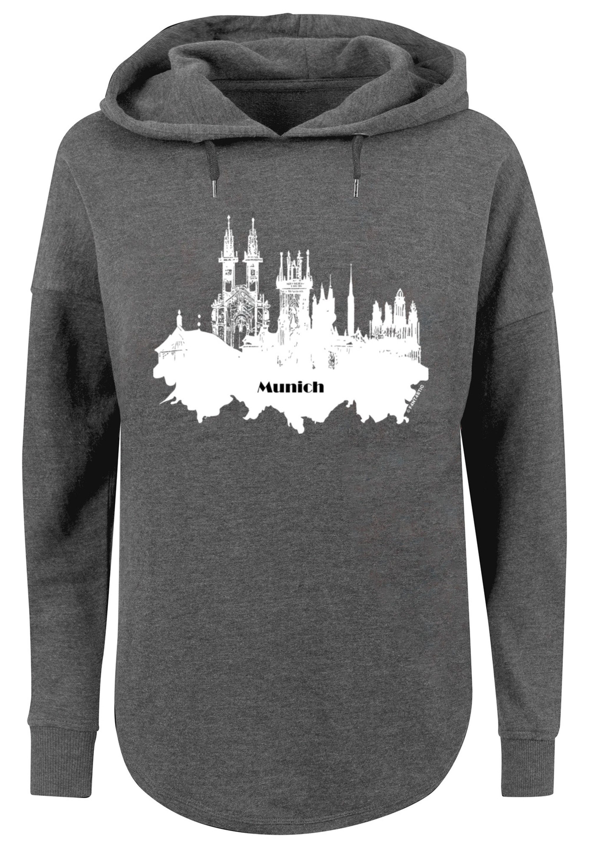 F4NT4STIC Kapuzenpullover Cities Munich Collection - charcoal Print skyline