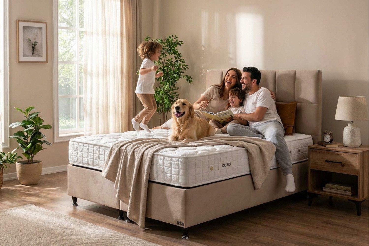 BAMBI YATAK Boxspringbett Set, Bambi Golden Prime, Schlafzimmerbett mit Bettkasten, H3 (Stauraum, Bett mit Matratze), Klassischer Schlafkomfort mit Bonell-Federsystem