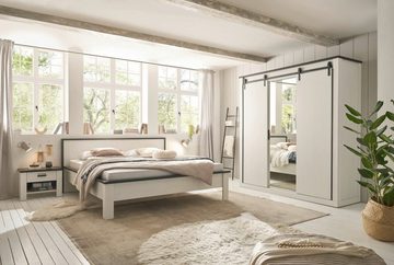 Furn.Design Komplettschlafzimmer Stove, (Schlafzimmer Set Pinie weiß, 4-St., Doppelbett 180x200 cm), mit Schiebetüren und Soft-Close-Funktion