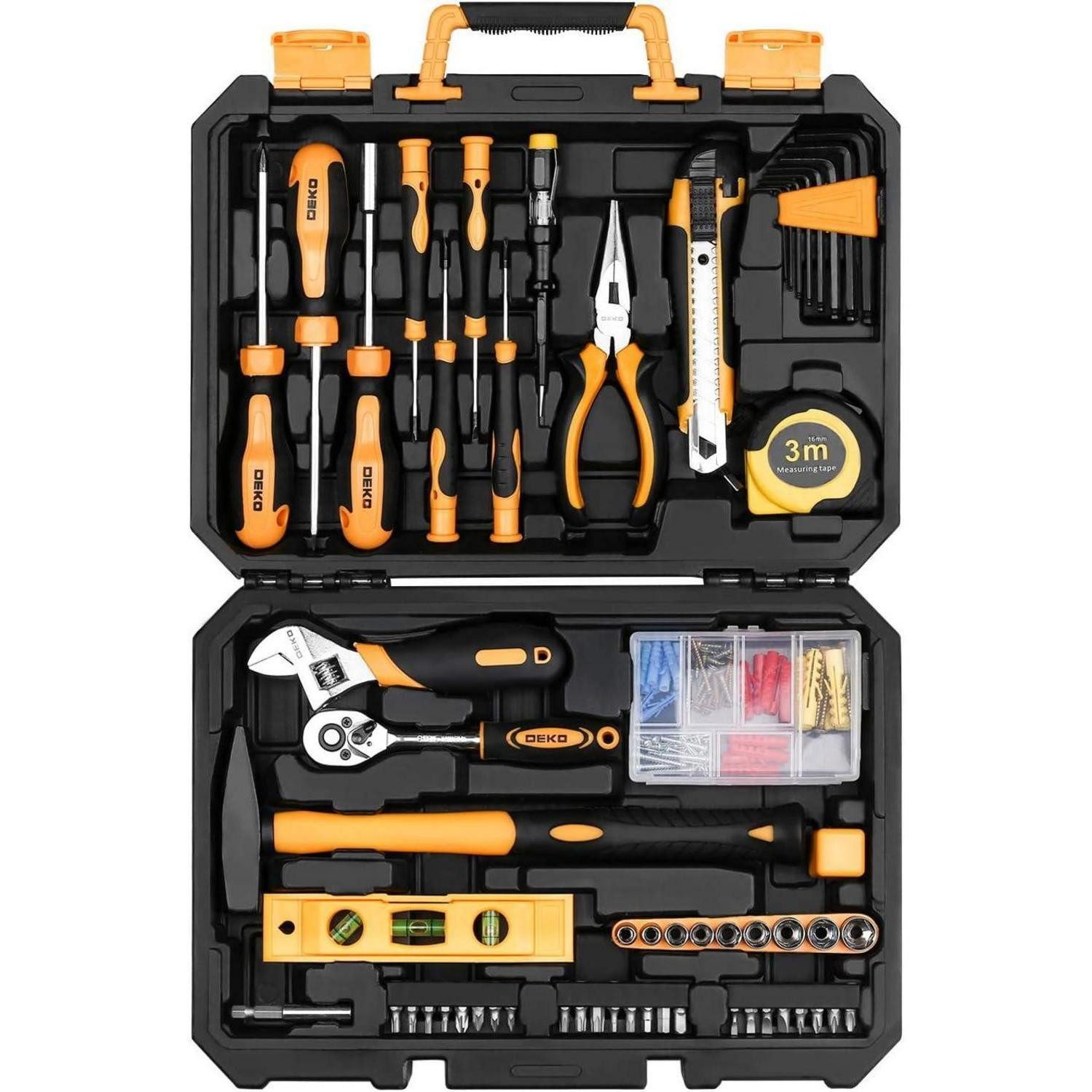 LuxusKollektion Werkzeugset Werkzeugkoffer Bestückt Handwerkzeug Werkstatt DIY 138-tlg Gelb