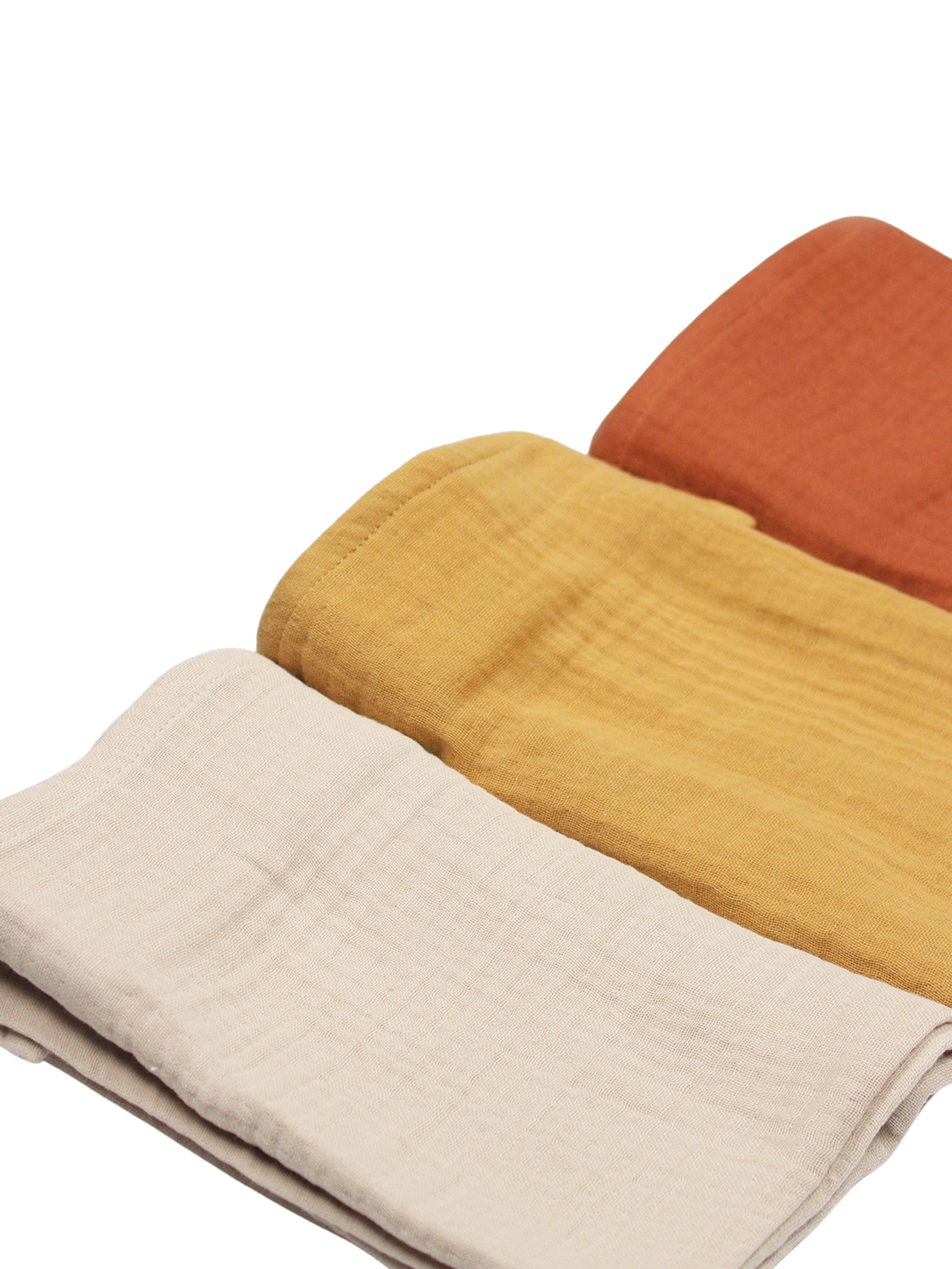 Babydecke Babydecke Musselin Tuch im 3-er Set 4 lagig 60x60 Weich & Atmungsaktiv, bistyle, GOTS zertifiziert, 100% Bio-Baumwolle, Junge & Mädchen