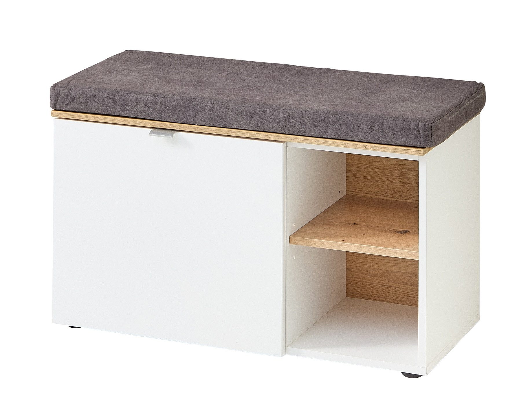 Innostyle Schuhbank in Weiß matt, mit Sitzkissen - 78x50x38cm (BxHxT)