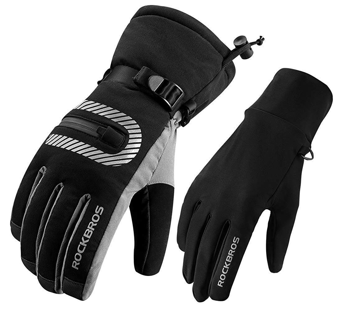 in Fahrrad Skihandschuhe Handschuhe Laufen, Warme (Frühling, 1 Vollfinger Winddicht 2 ROCKBROS Winter Herbst Fahrradhandschuhe Damen Outdoor Handschuhe Herren) Sports für Motorrad,