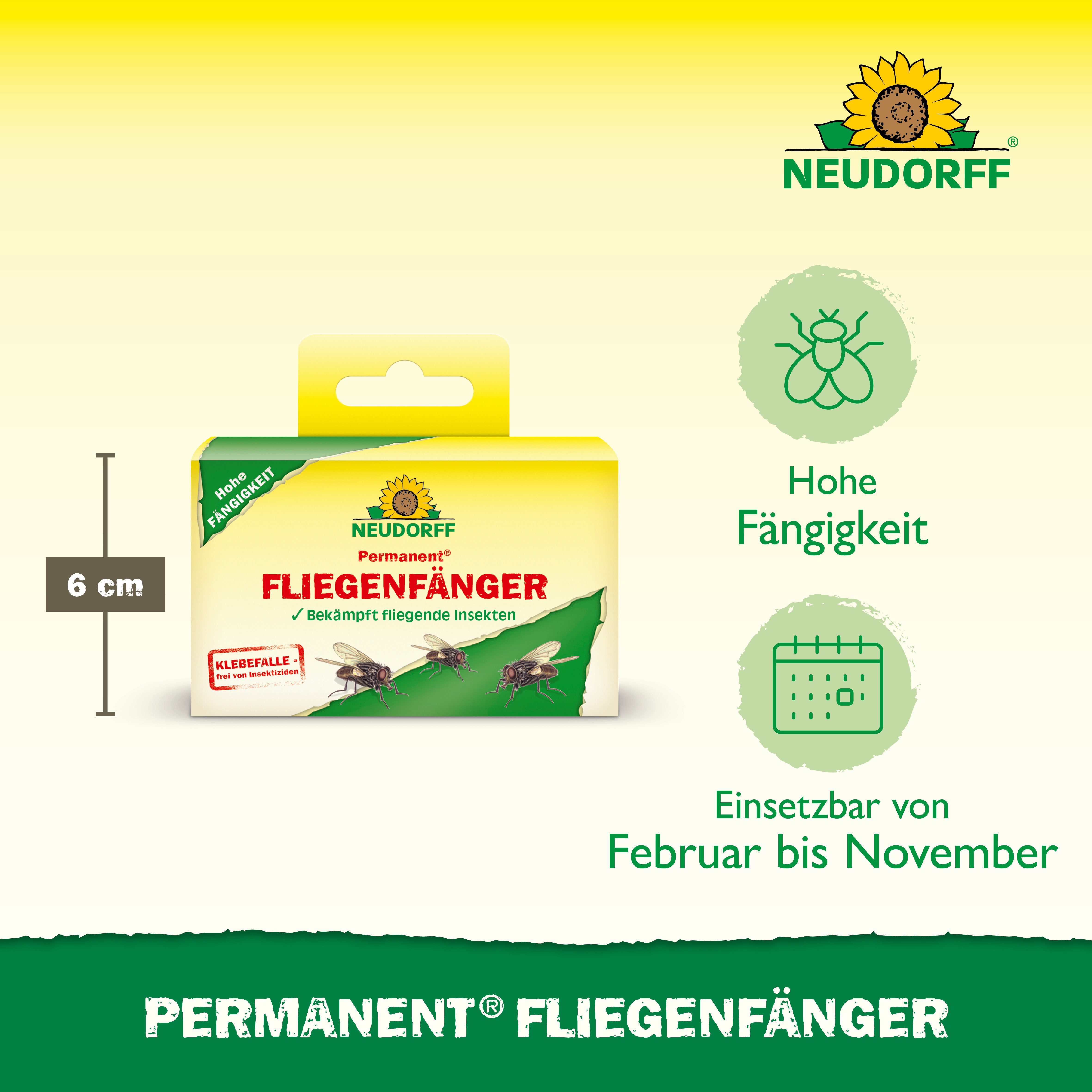 Neudorff Insektenfalle Permanent FliegenFänger 4 Stk., Ausrollbare Leimfläche mit integriertem Reißnagel zur Befestigung – Bild 3 von 5