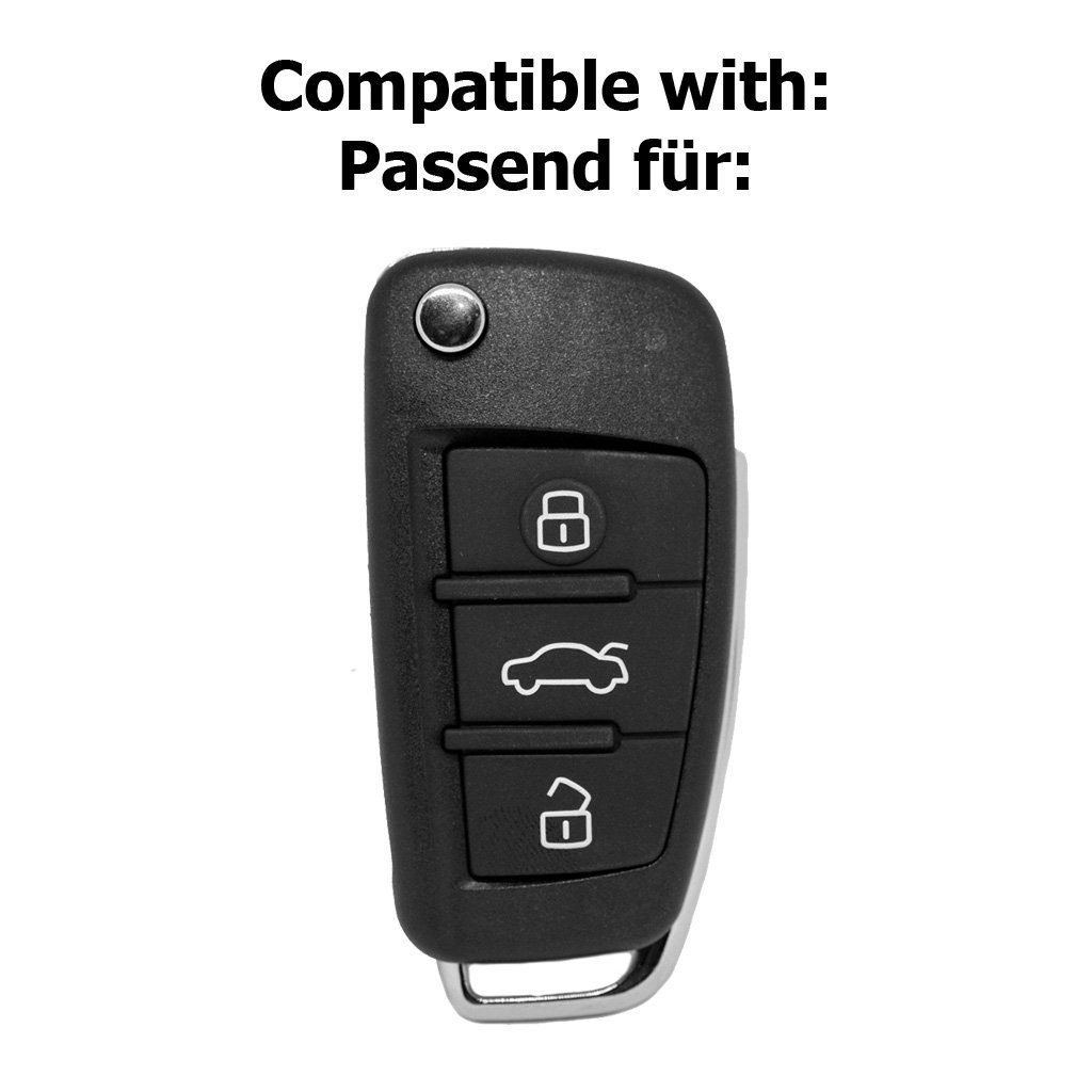 mt-key Schlüsseltasche Autoschlüssel Softcase Silikon B7 A4 Q3 A6 8V S1 A3 8P Q7 8X Schwarz, S6 C6 Schutzhülle 8J S3 R8 Audi A1 TT 4L 8U für