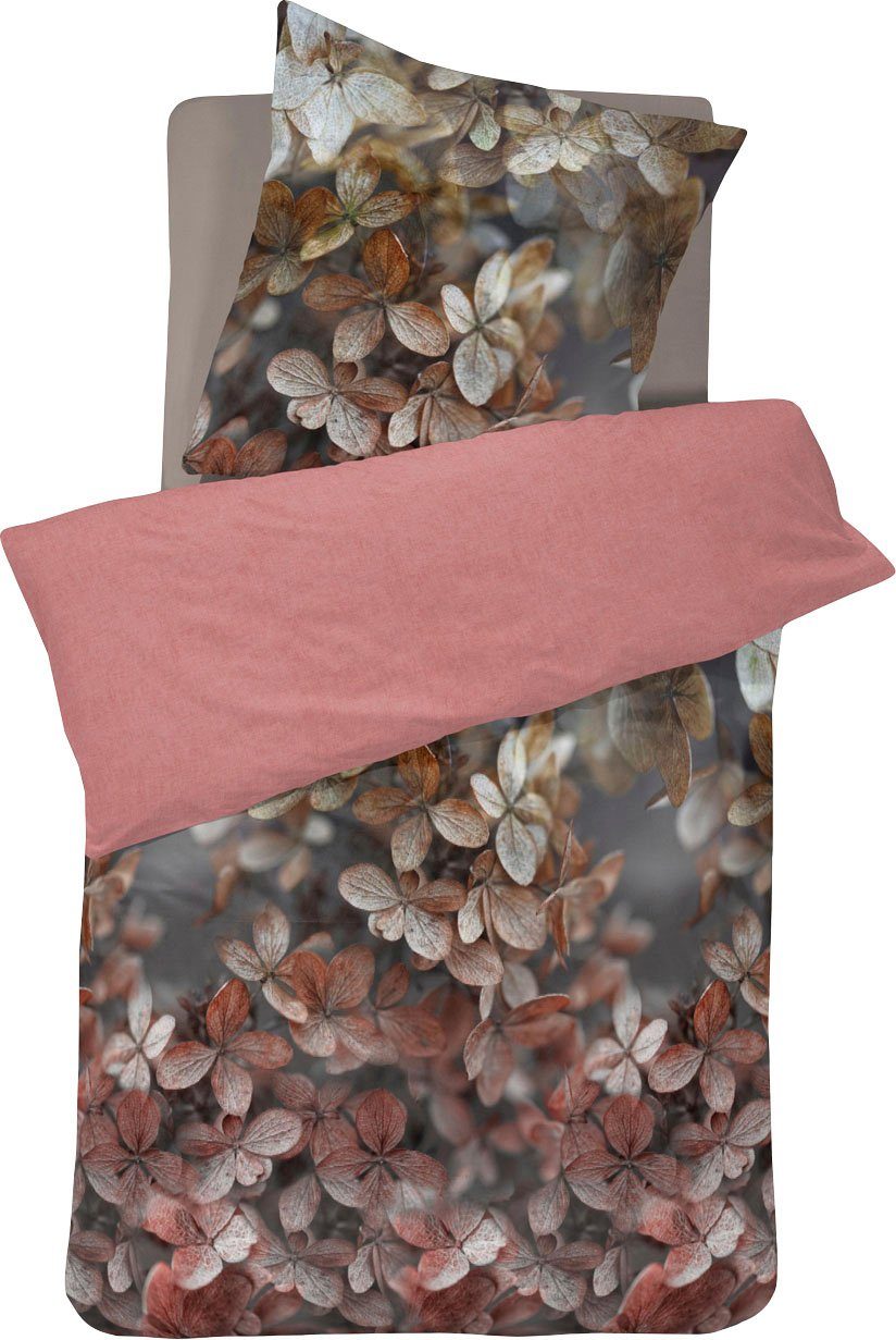 Cinderella Wendebettwäsche Annabelle, Satin, 2 teilig, mit Hortensien