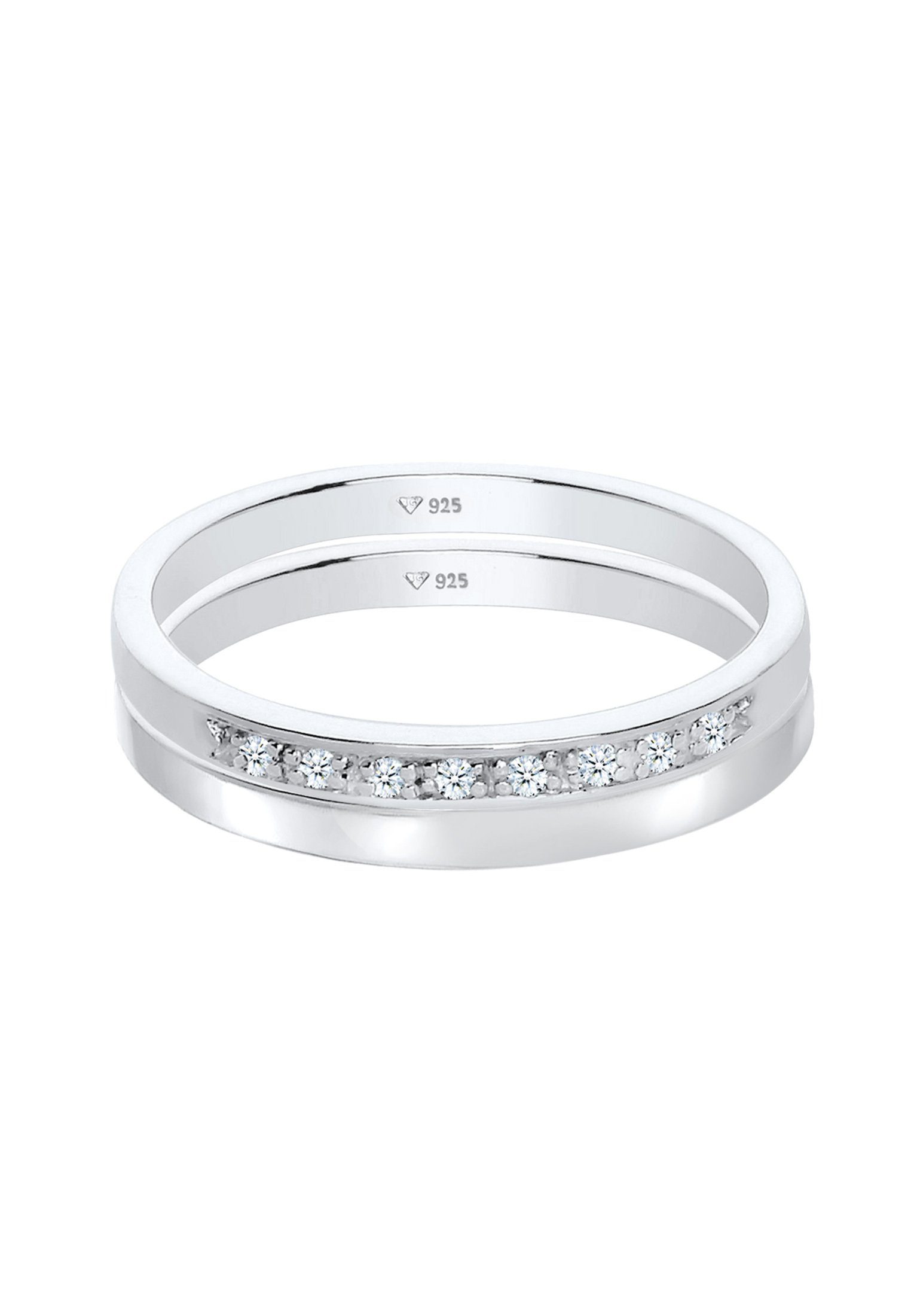 Elli DIAMONDS Diamantring Basic Memoire Diamant Stapel Ring-Set 925 Silber, günstig online kaufen