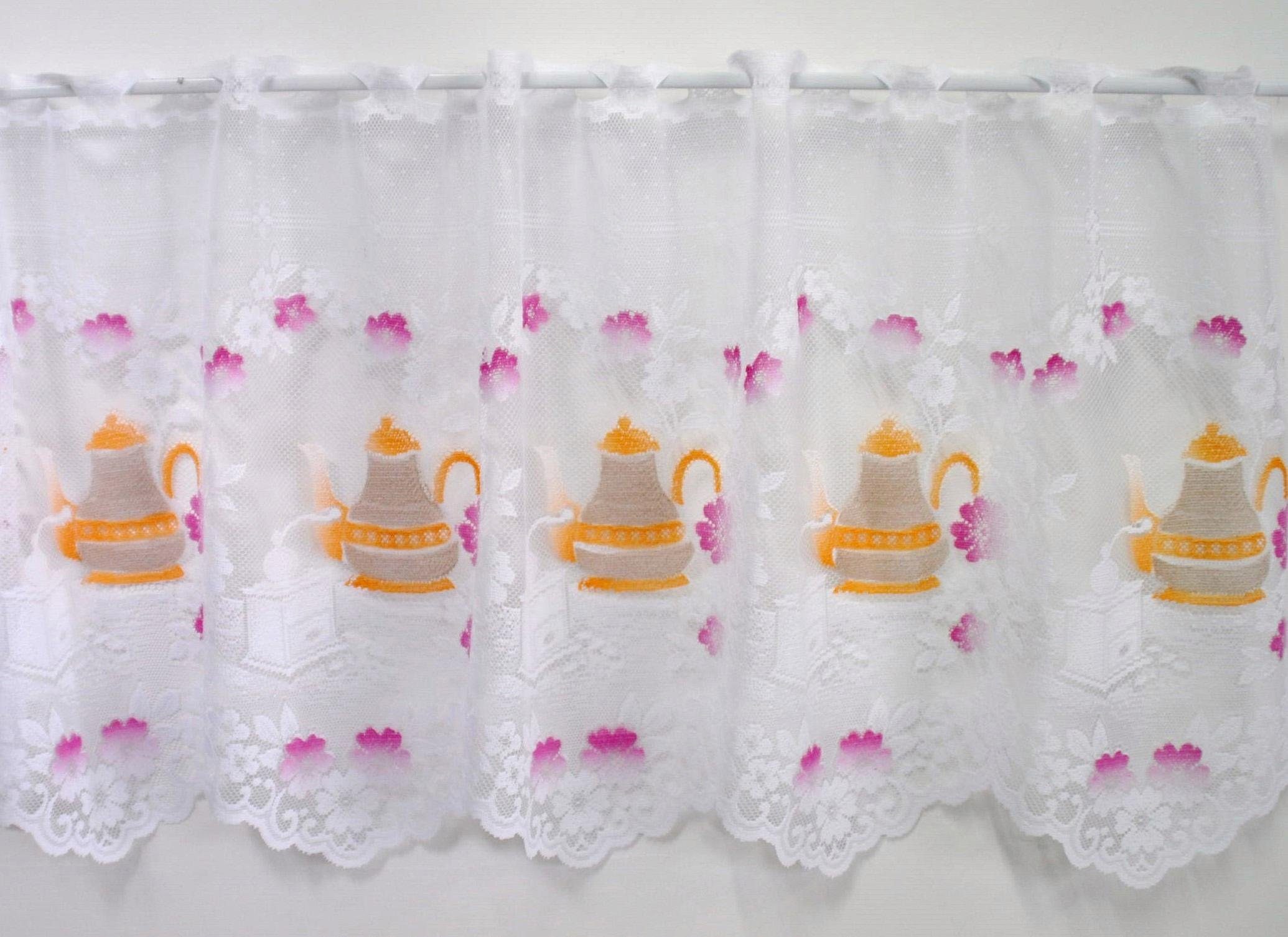 Stickereien Plauen Scheibengardine Panneau Kaffeeservice (1 St), Stangendur günstig online kaufen