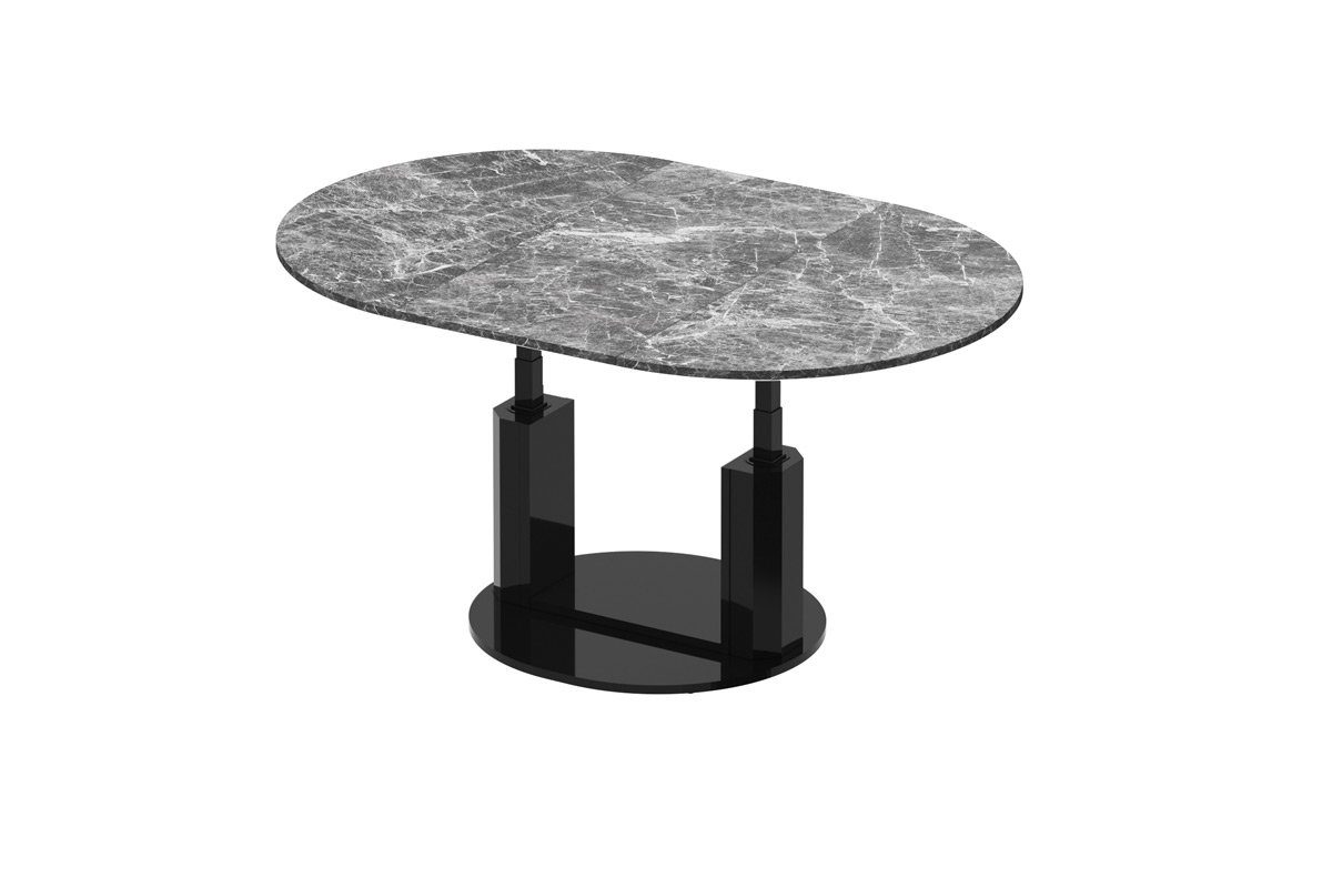 designimpex Couchtisch Design Couchtisch HEM-111 Hochglanz ausziehbar höhenverstellbar Tisch Marmor dunkel / Schwarz Hochglanz