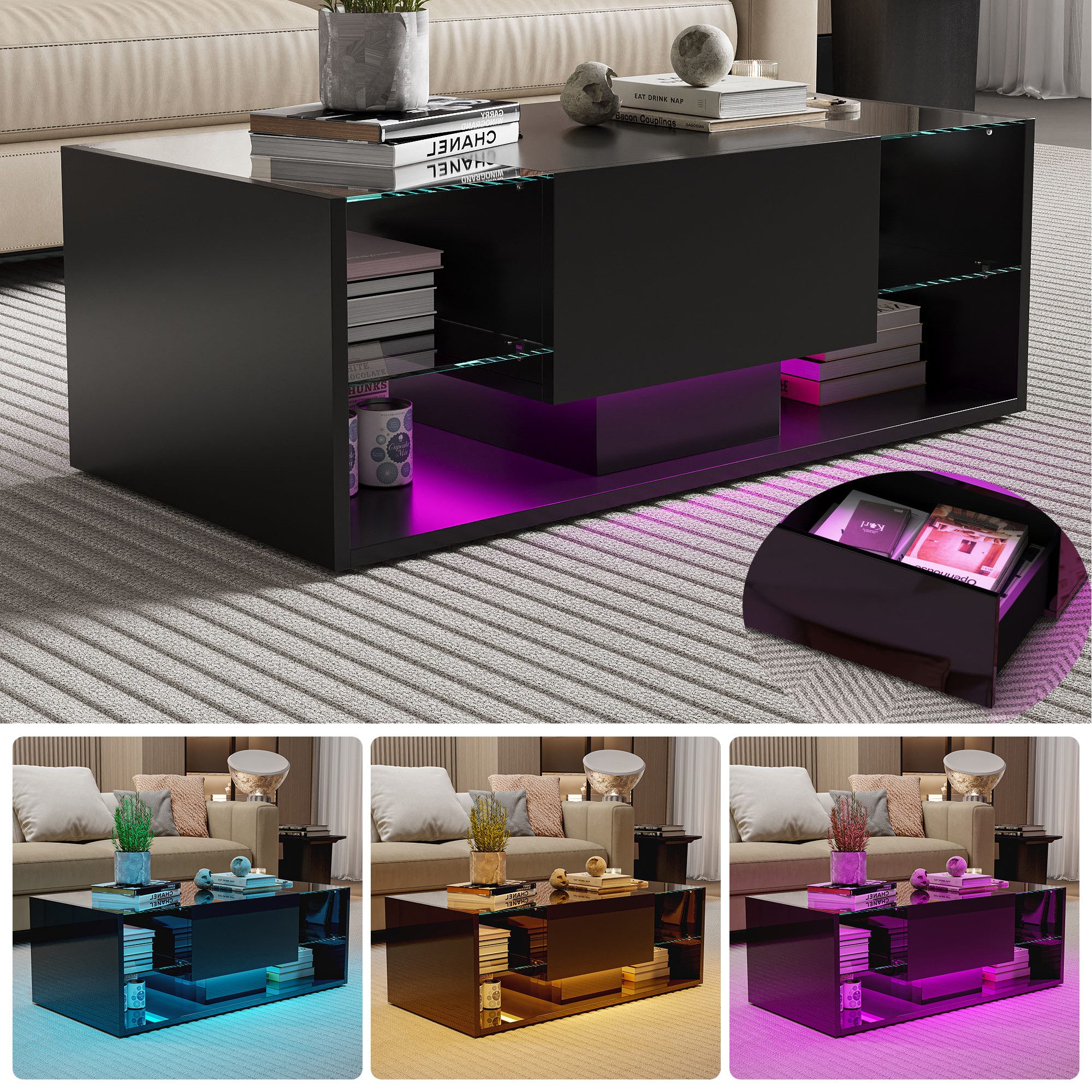 Furnishings Home Couchtisch Schreibtisch Beistelltisch LED günstig online kaufen