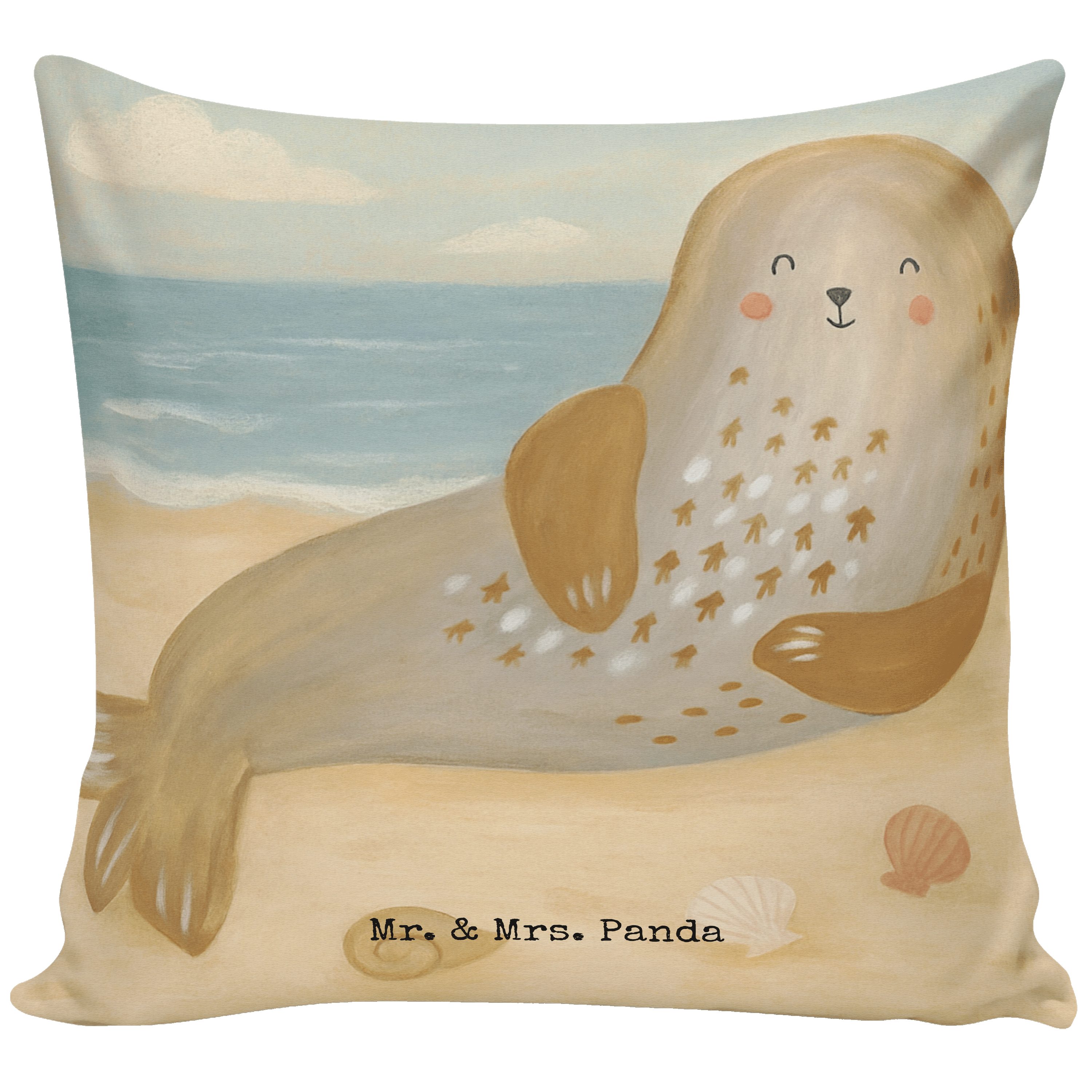 Mr. & Mrs. Panda Декоративные подушки Robbe Lachen Design, Kopfkissen, Weiß, Lustige Sprüche, Seehund, kiss