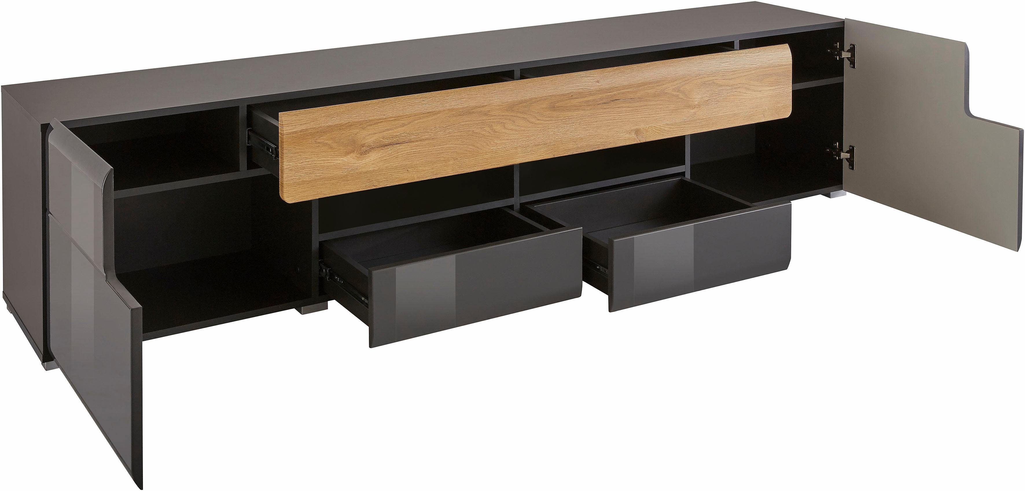 OTTO home Lowboard Toledo,Breite 209cm, trendige TV-Schrank mit dekorative Fräsungen, TV-Board ohne Beleuchtung, TV-Kommode mit viel Stauraum