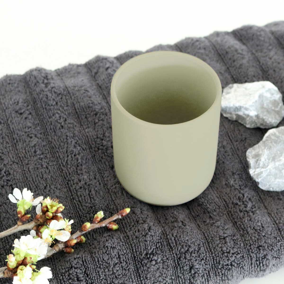 Zone Denmark Zahnputzbecher ZONE Zahnbürstenbecher UME Eucalyptus Keramik mit Soft-Touch, (Stück)