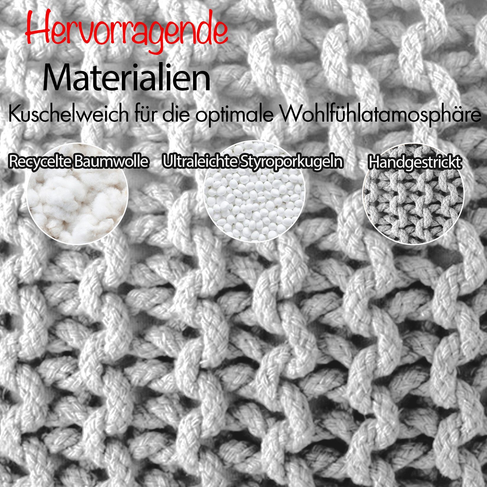 ELYFLAIR Pouf ELYFLAIR® Handgestrickter Pouf aus günstig online kaufen