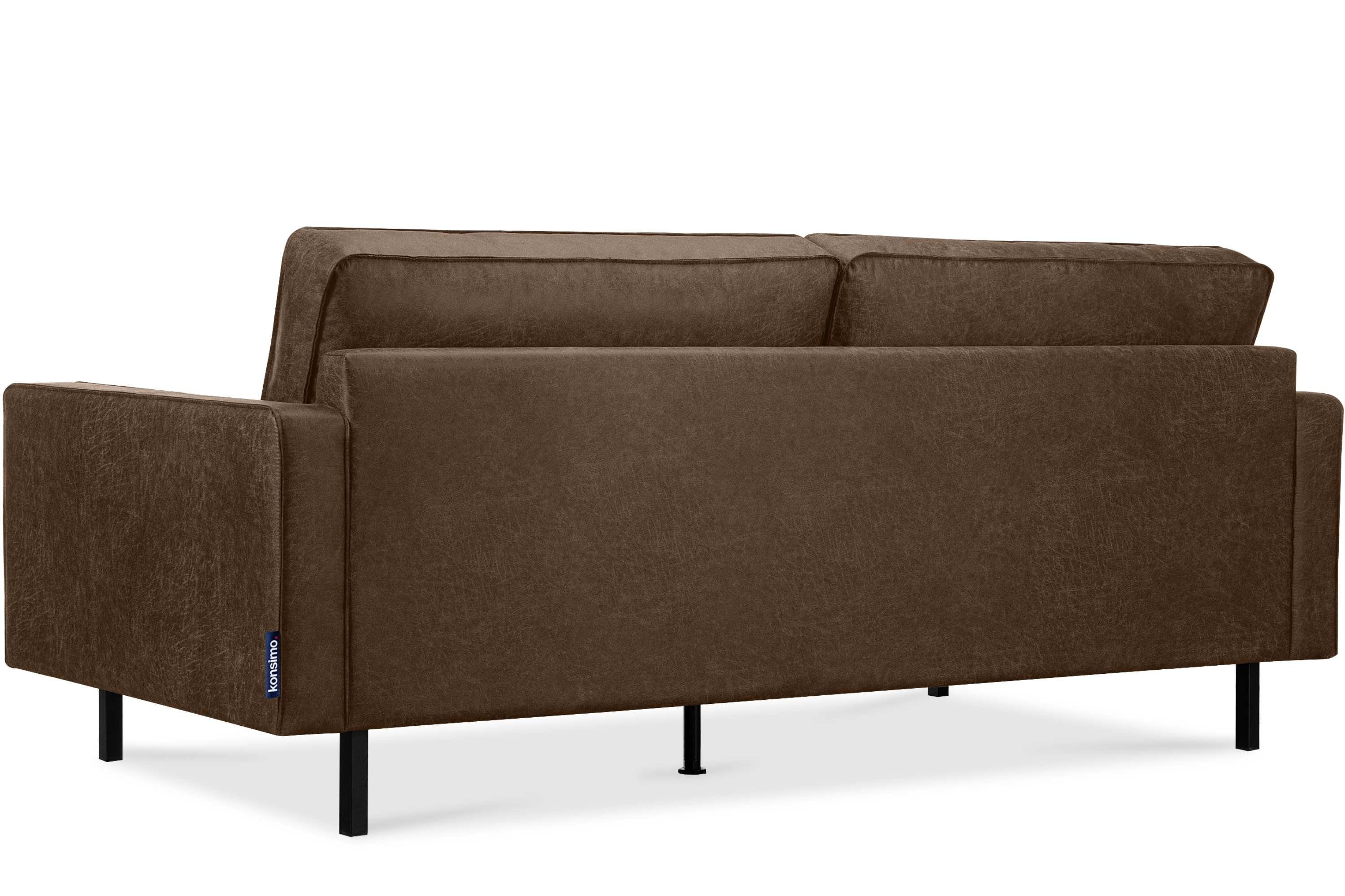 | Grundschicht: dunkelbraun 3-Sitzer Echtleder, dunkelbraun Hergestellt Dreisitzer-Sofa, auf EU Konsimo INVIA Metallfüßen, | dunkelbraun hohen in