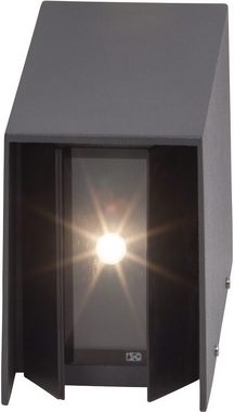 AEG LED Außen-Wandleuchte ADAPT, LED fest integriert, 17,2cm Höhe, Aluminium/Glas, anthrazit, Metall, schwarz, Gartenleuchte