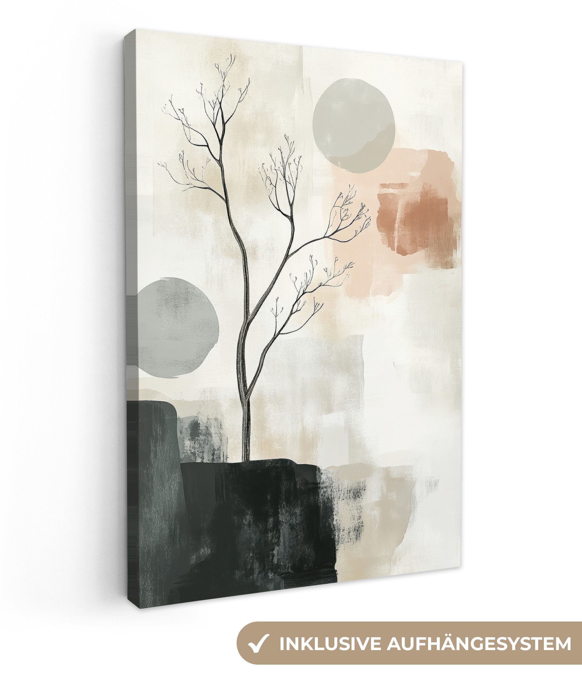 Leinwandbild Wabi sabi - Beige - Pflanze